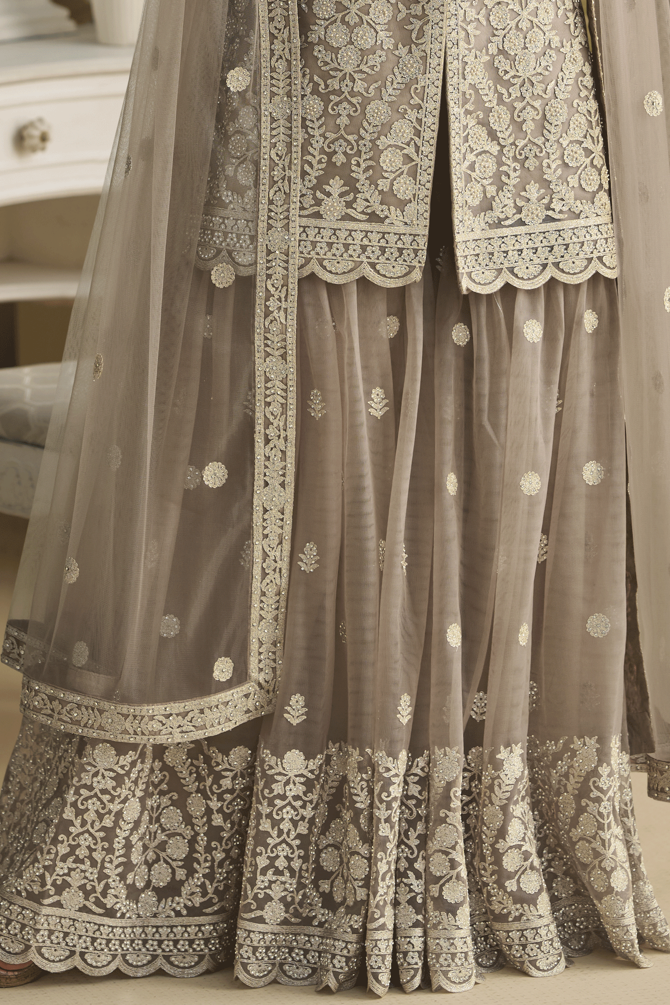 Beige Readymade Heavy Work Georgette Sharara Suit-SS855_3_SareeButa.com