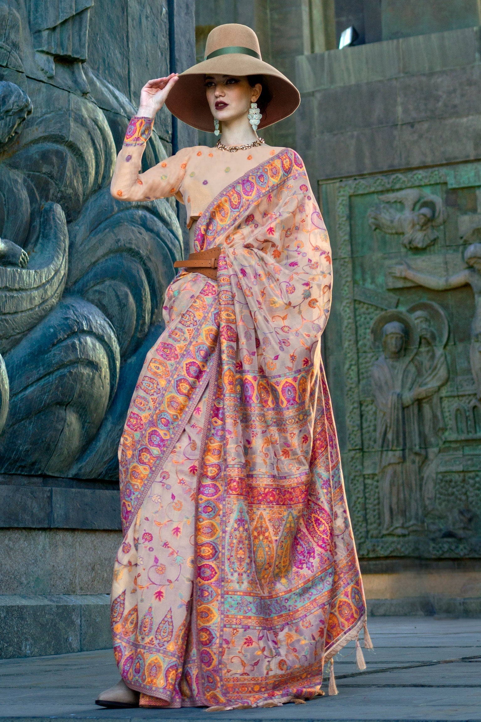 beige-woven-jamewar-kashmiri-organza-saree-zb130810_2_SareeButa.com