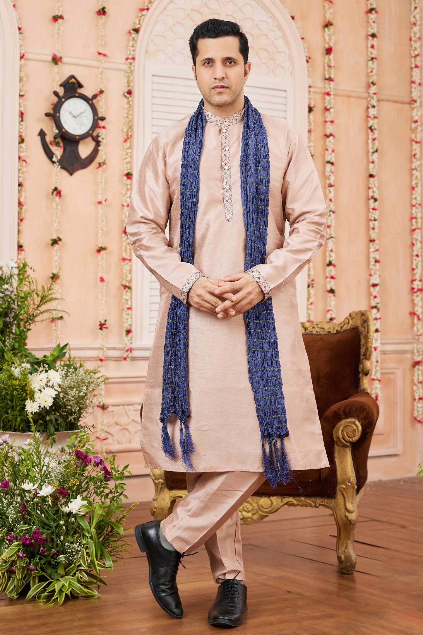 Beige Banarasi Silk Kurta Pajama-SAR11401_1_SareeButa.com