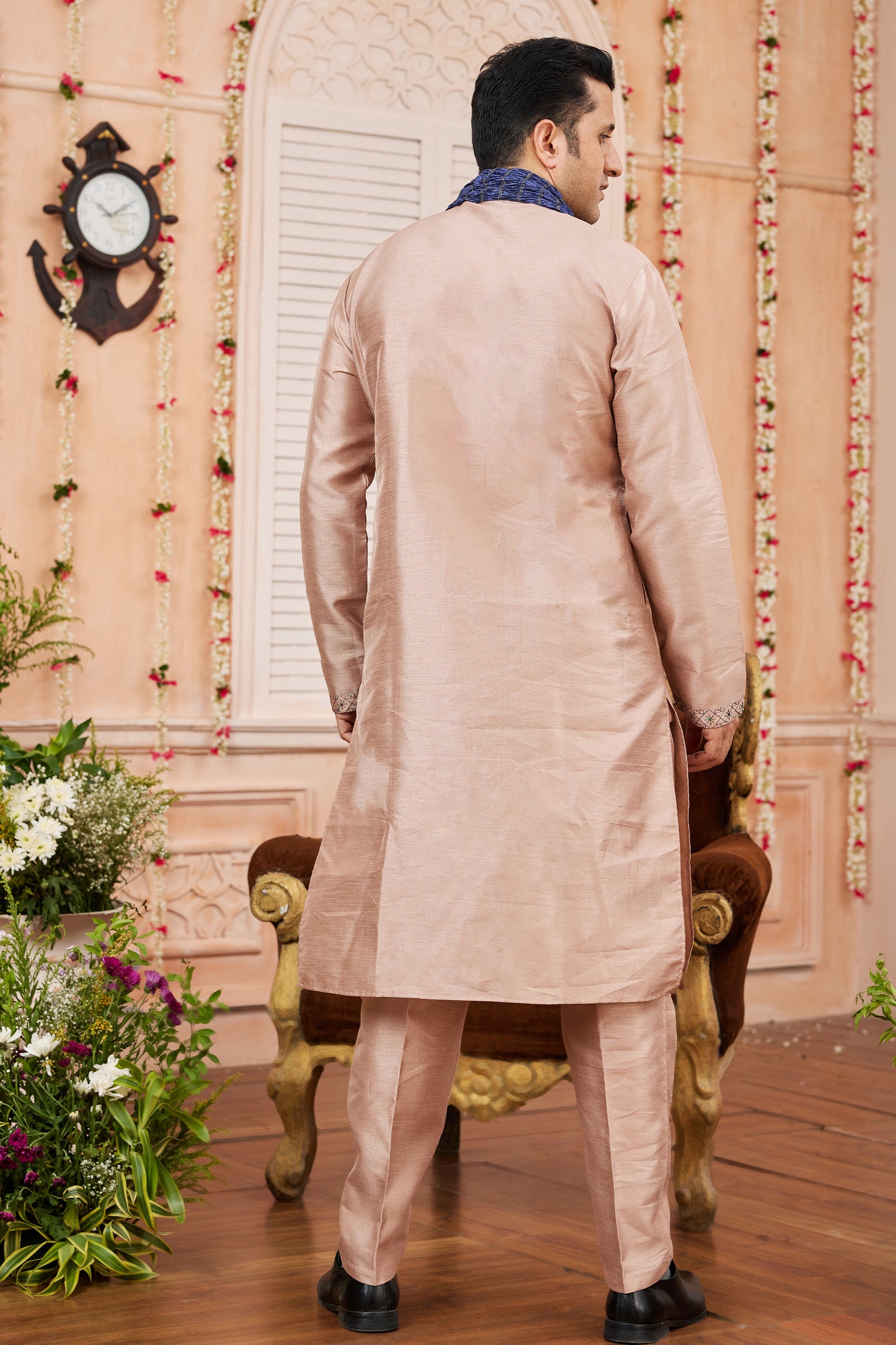 Beige Banarasi Silk Kurta Pajama-SAR11401_2_SareeButa.com