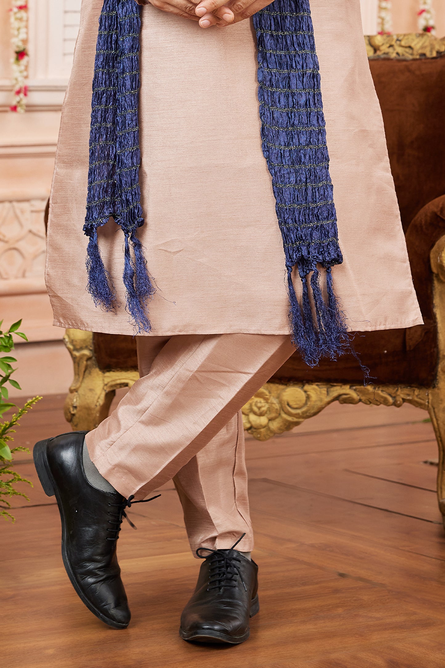 Beige Banarasi Silk Kurta Pajama-SAR11401_4_SareeButa.com