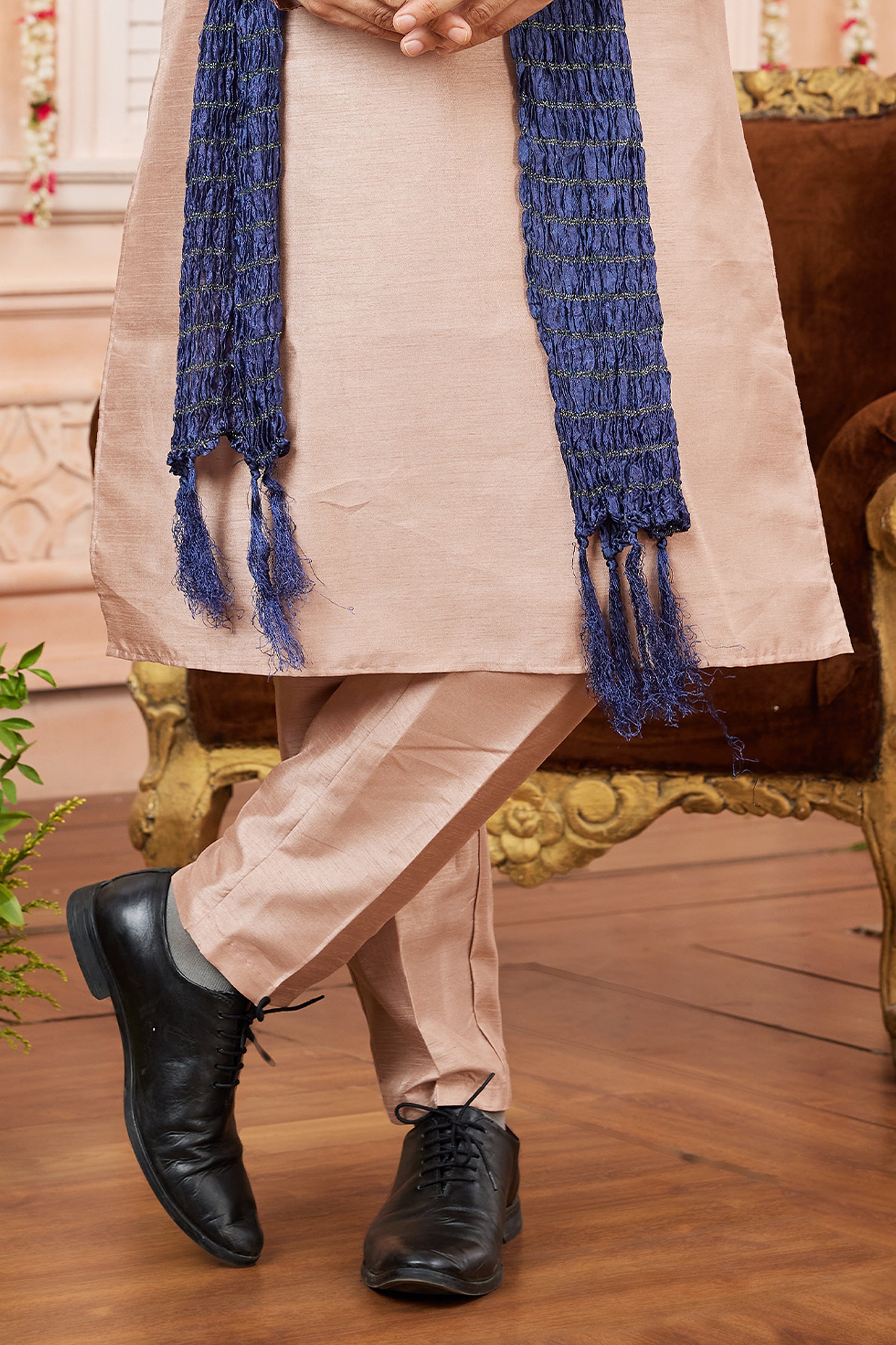Beige Banarasi Silk Kurta Pajama-SAR11401_4_SareeButa.com