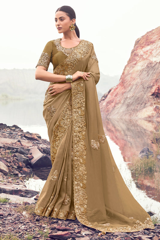 Beige Embroidered Banarasi Silk saree-SAR11013_1_SareeButa.com