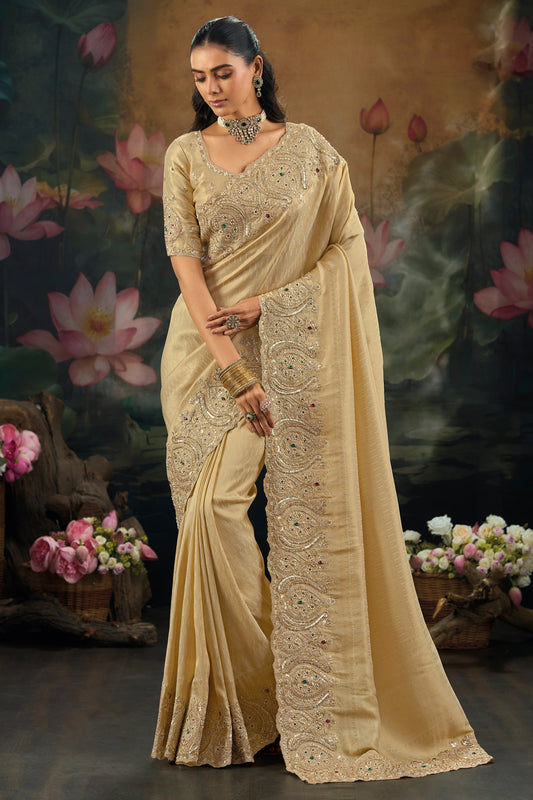 Beige Embroidered Kanjivaram Silk Saree-SAR12286_1_SareeButa.com