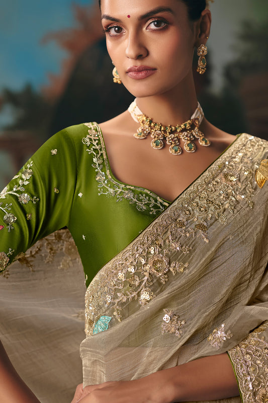 Beige Embroidered Organza Saree-SAR12028_2_SareeButa.com