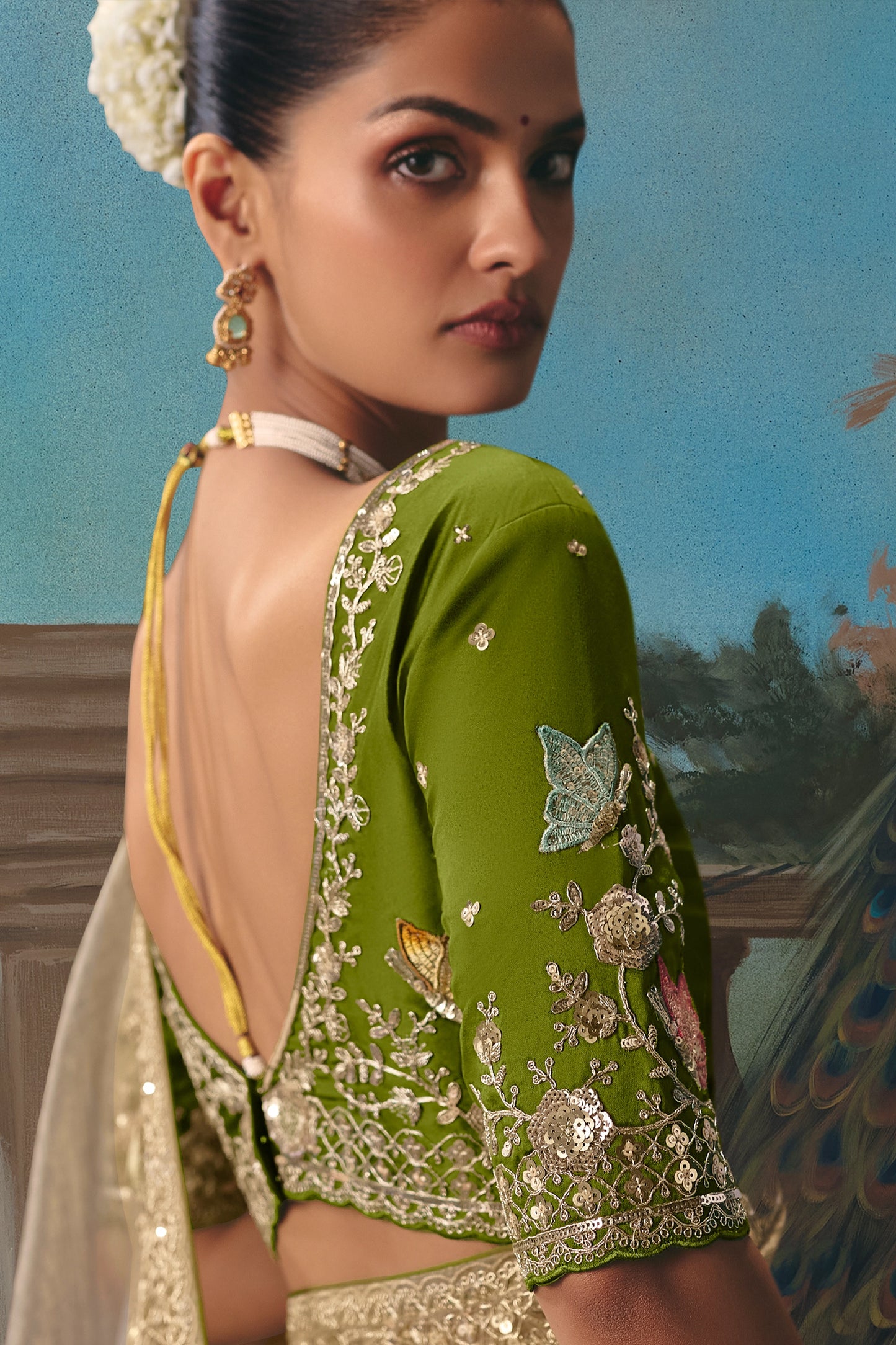 Beige Embroidered Organza Saree-SAR12028_3_SareeButa.com