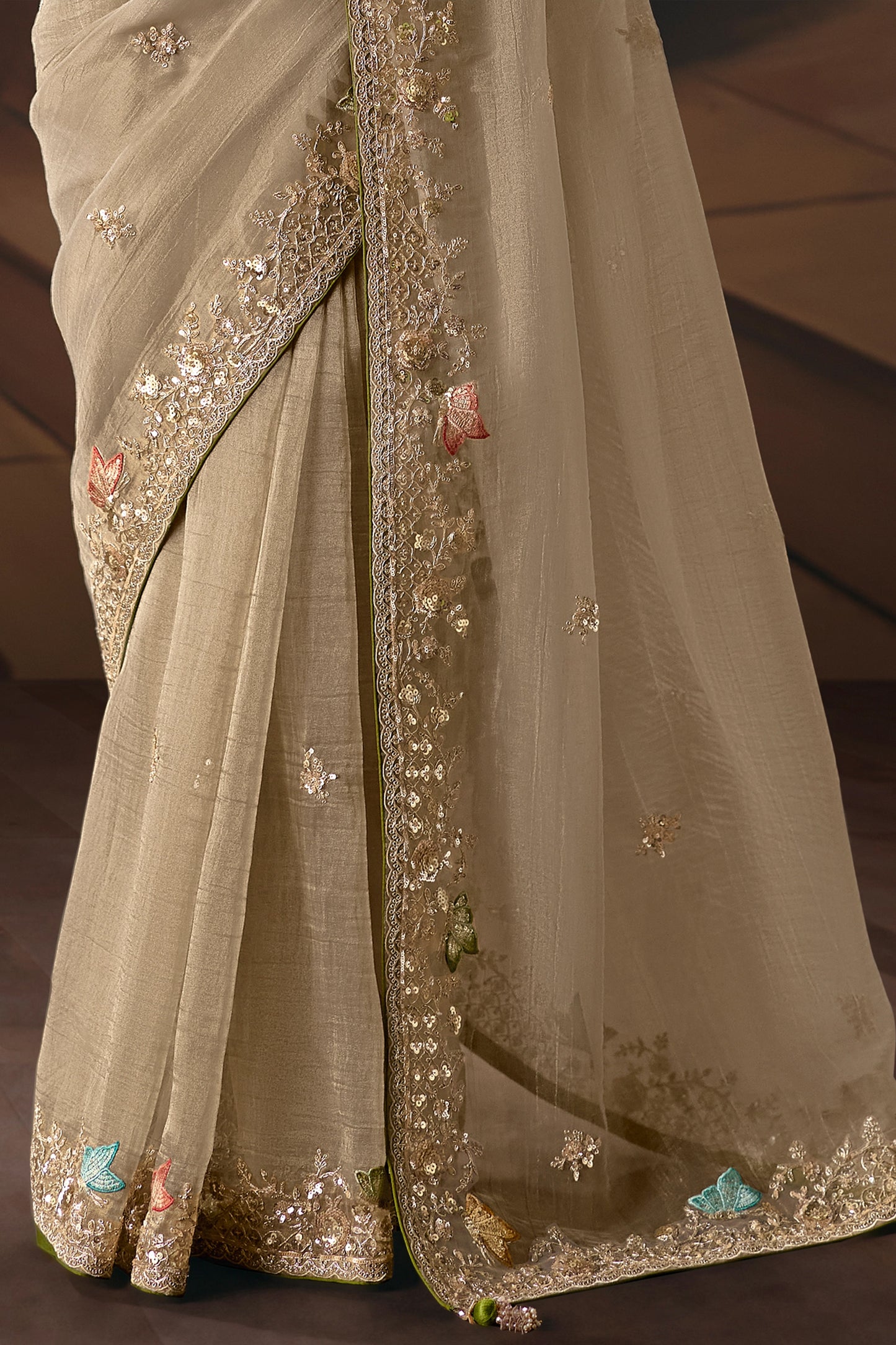 Beige Embroidered Organza Saree-SAR12028_5_SareeButa.com