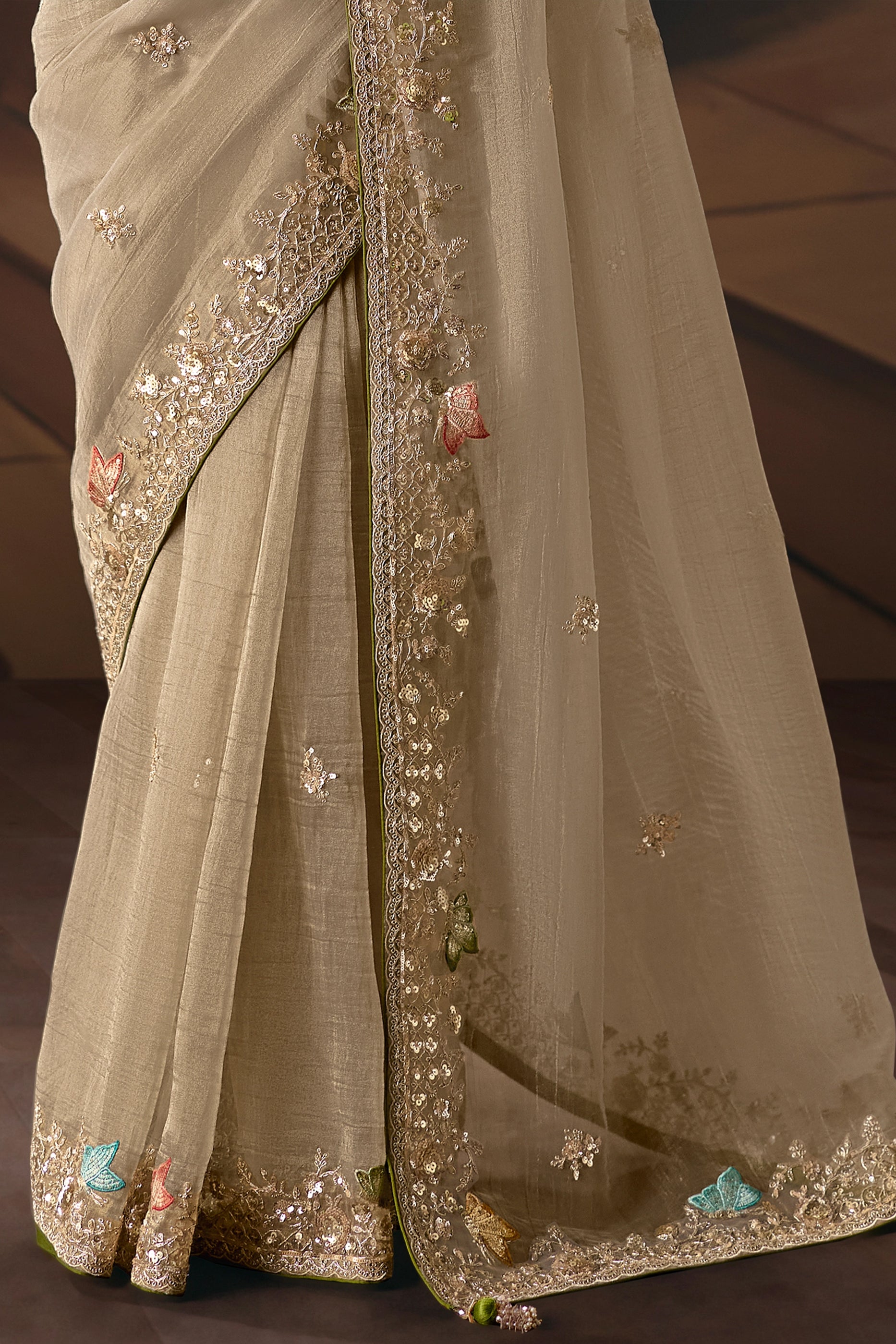 Beige Embroidered Organza Saree-SAR12028_5_SareeButa.com