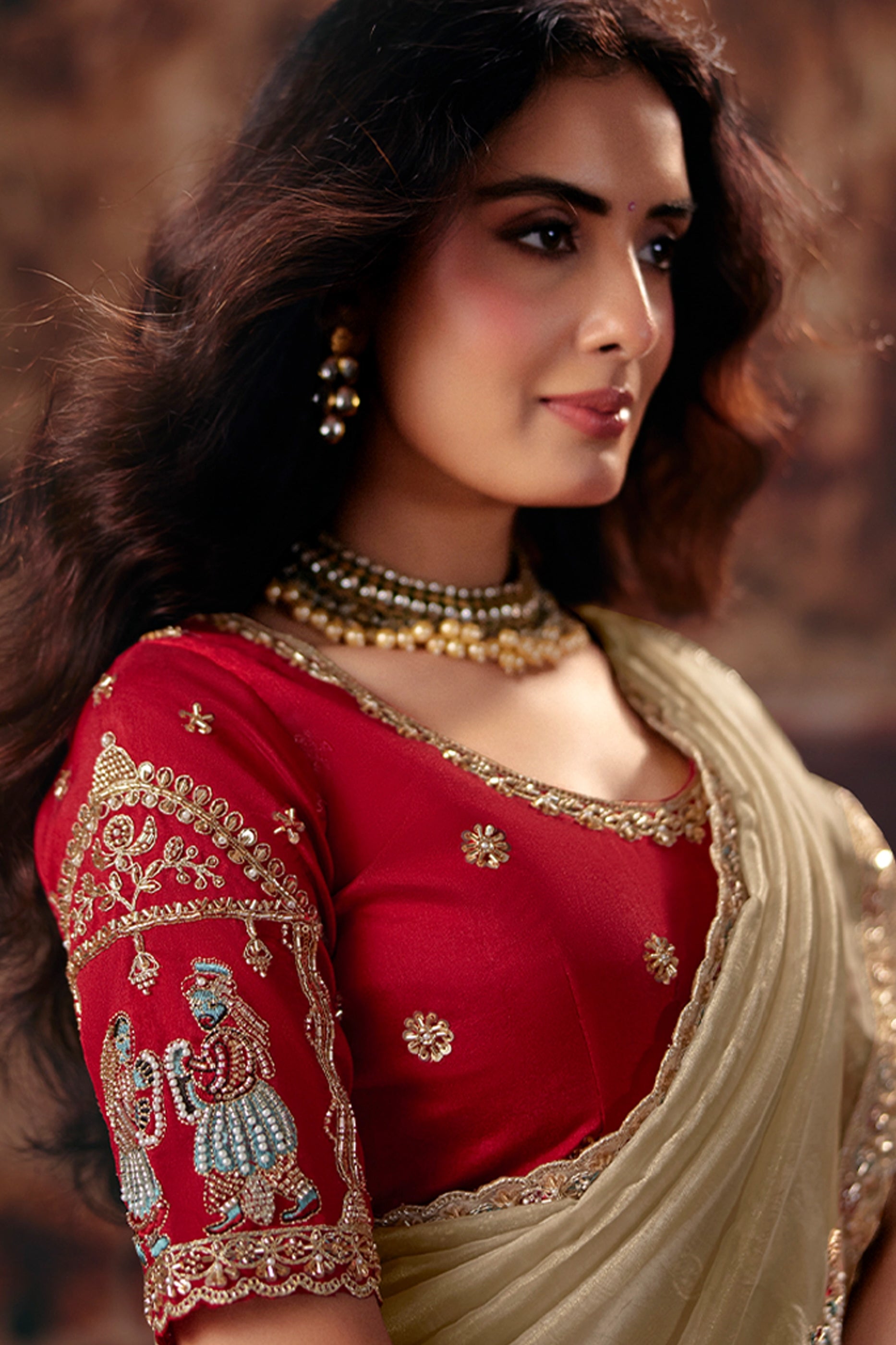 Beige Embroidered Organza Saree-SAR13202_2_SareeButa.com