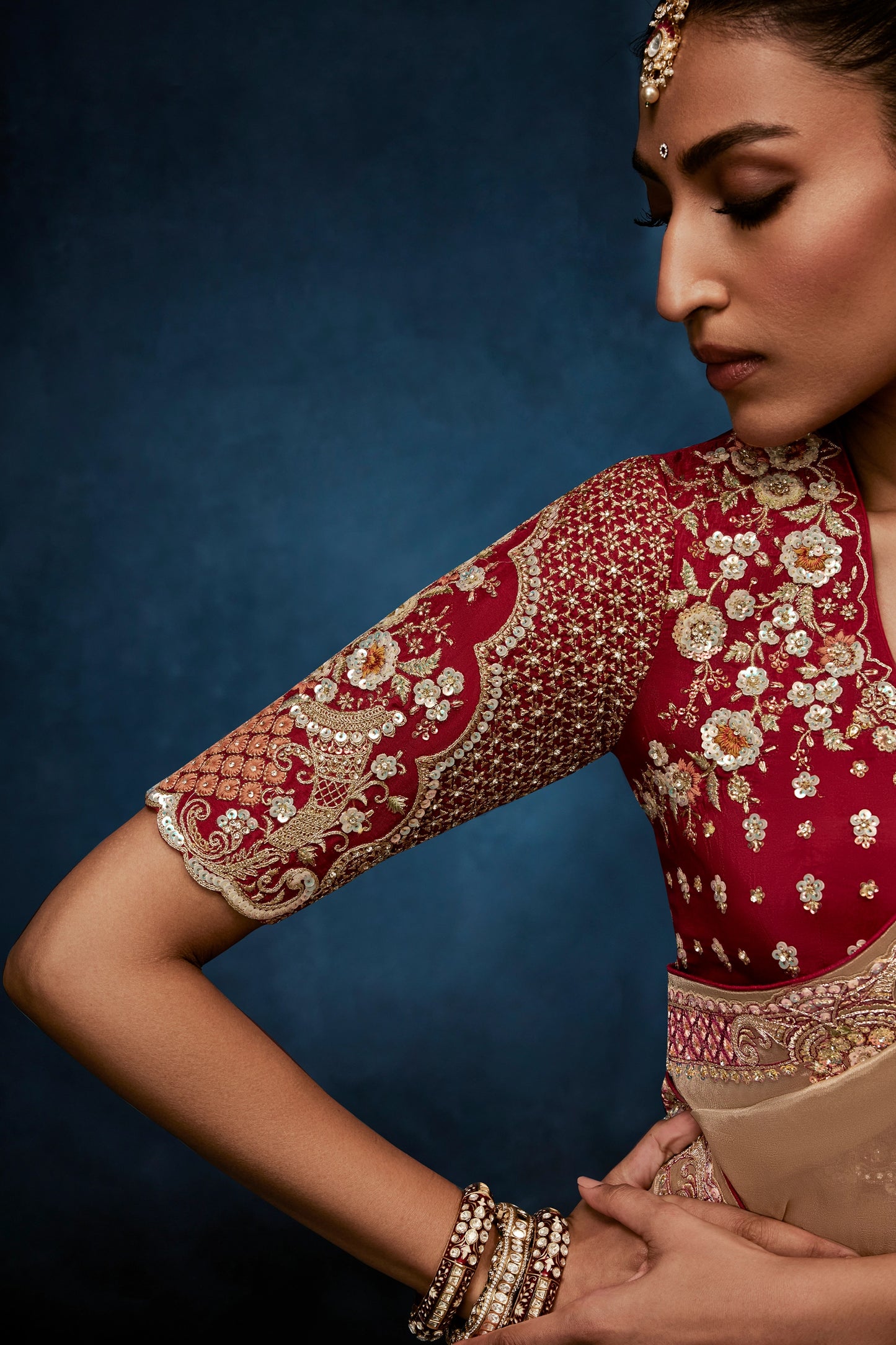 Beige Embroidered Organza Silk Saree-SAR12605_2_SareeButa.com