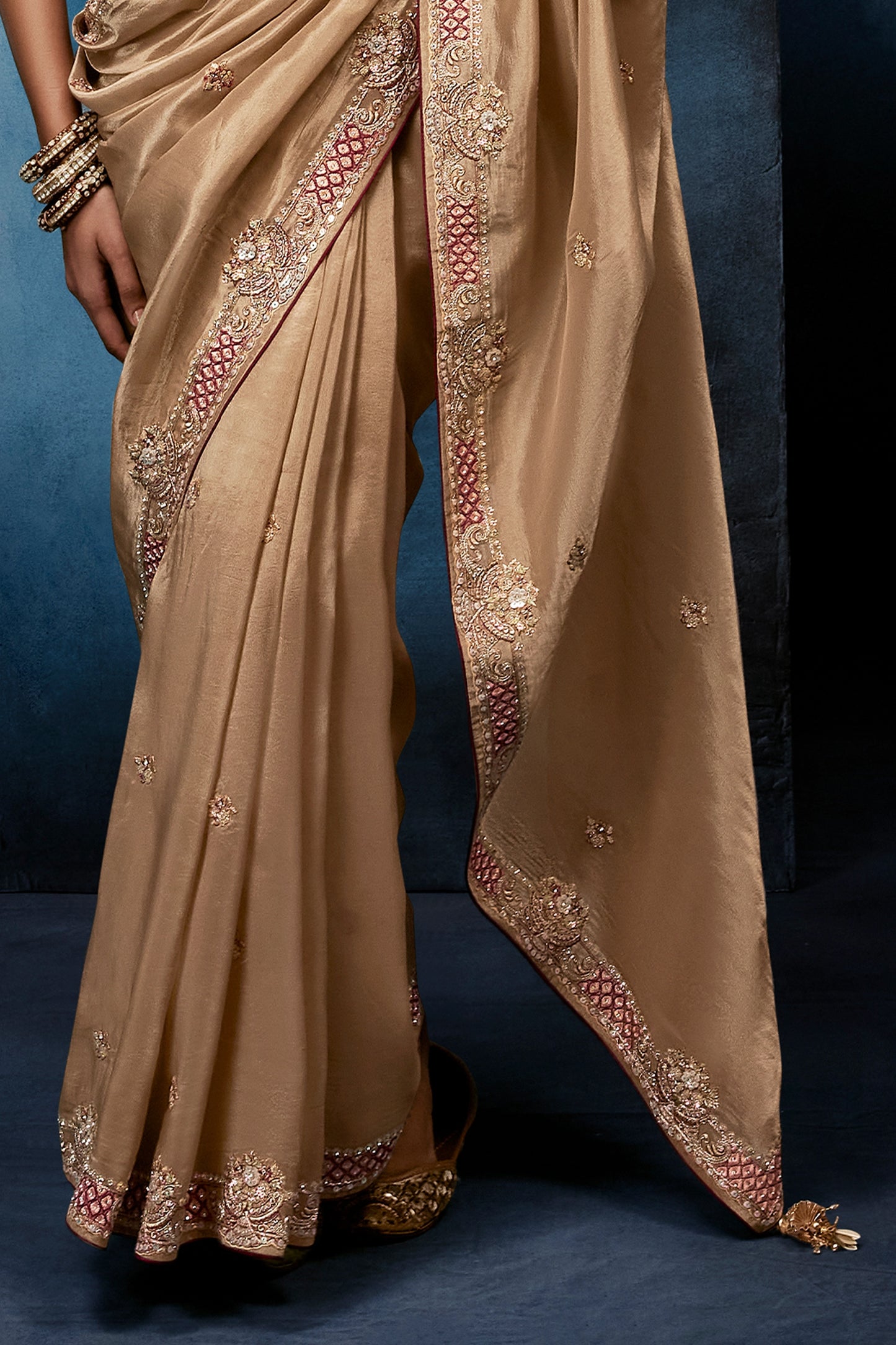 Beige Embroidered Organza Silk Saree-SAR12605_5_SareeButa.com