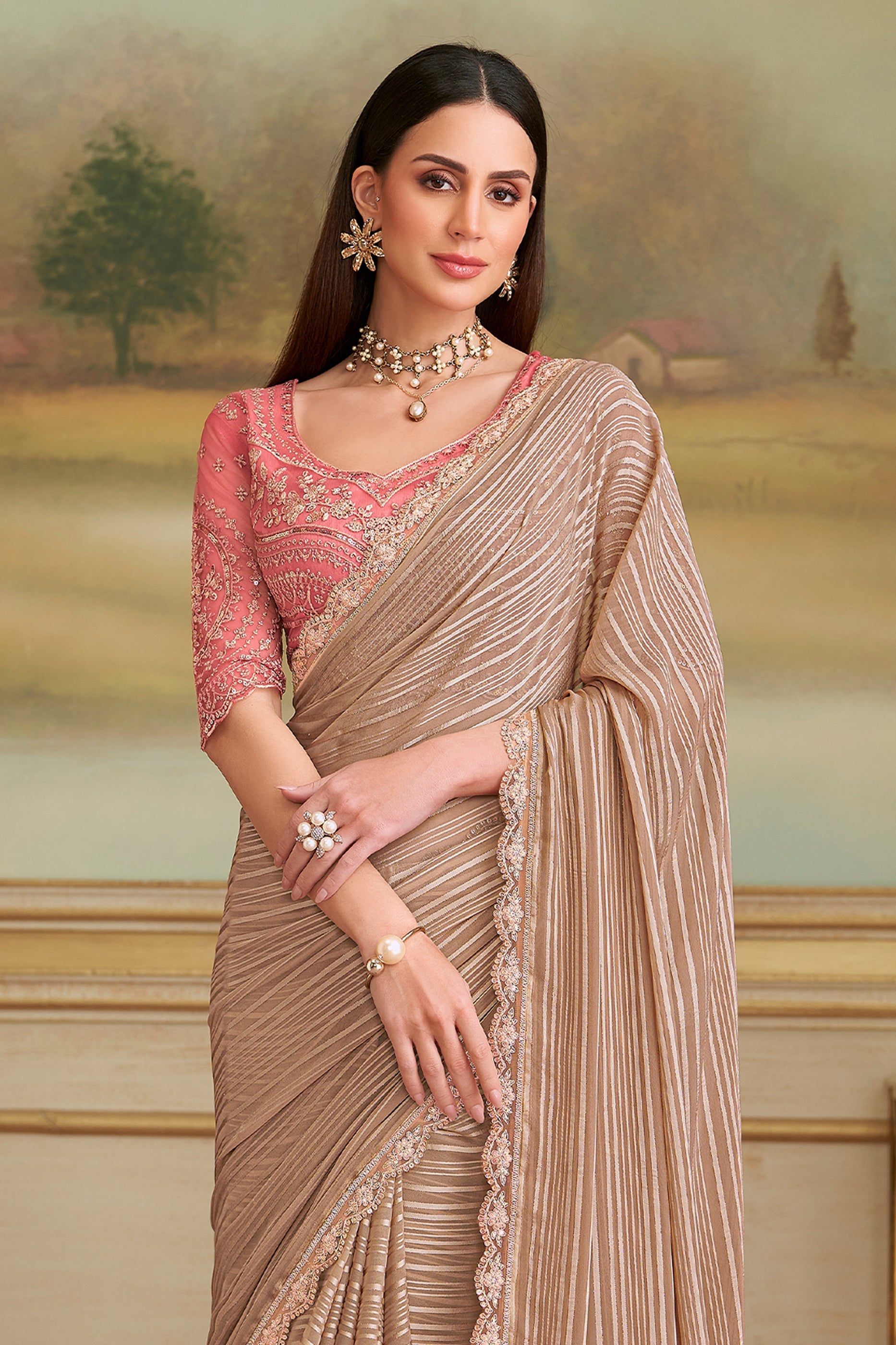 Beige Embroidered Satin Georgette Saree-SAR10845_3_SareeButa.com