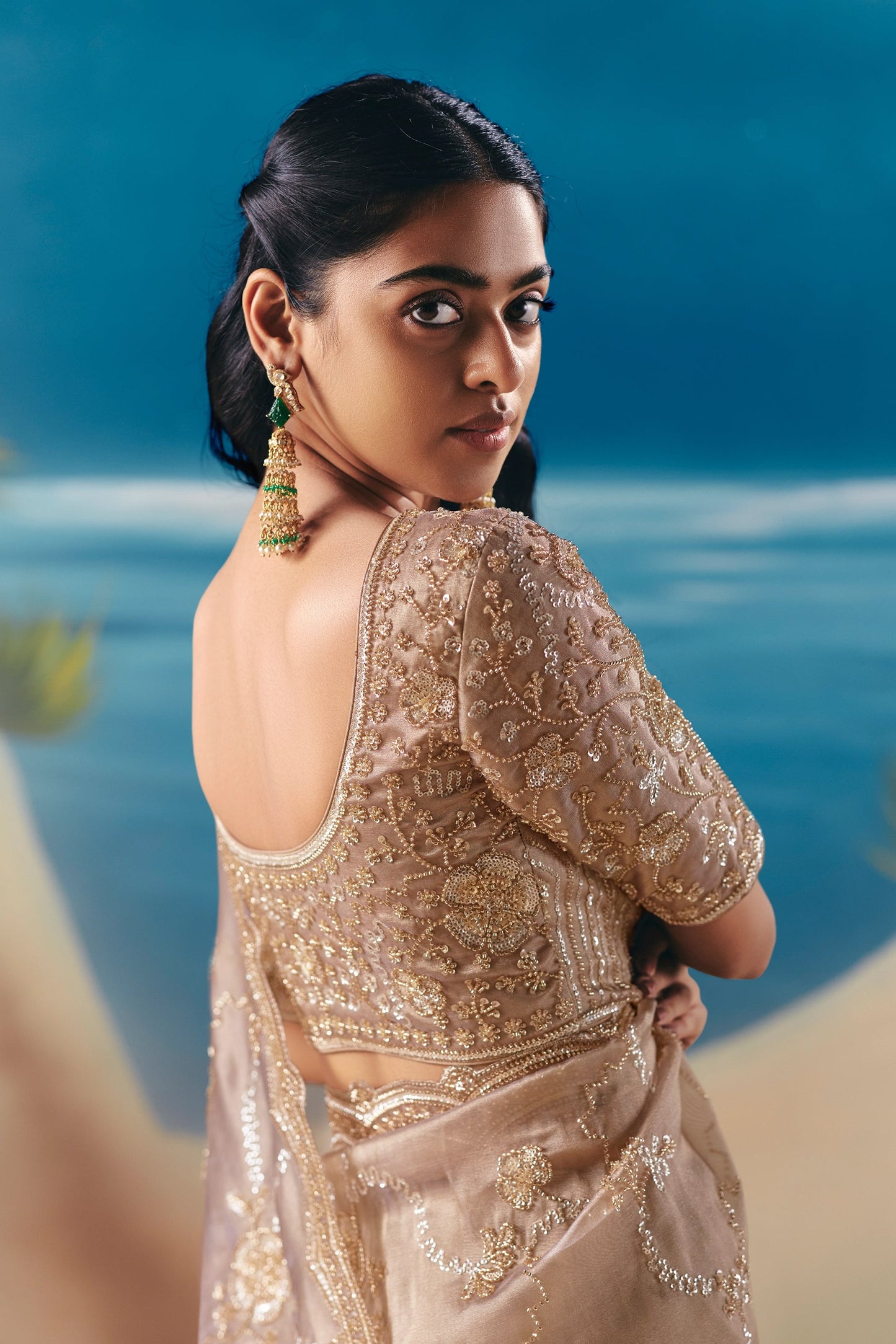 Beige Embroidered Satin Organza Saree-SAR11041_3_SareeButa.com