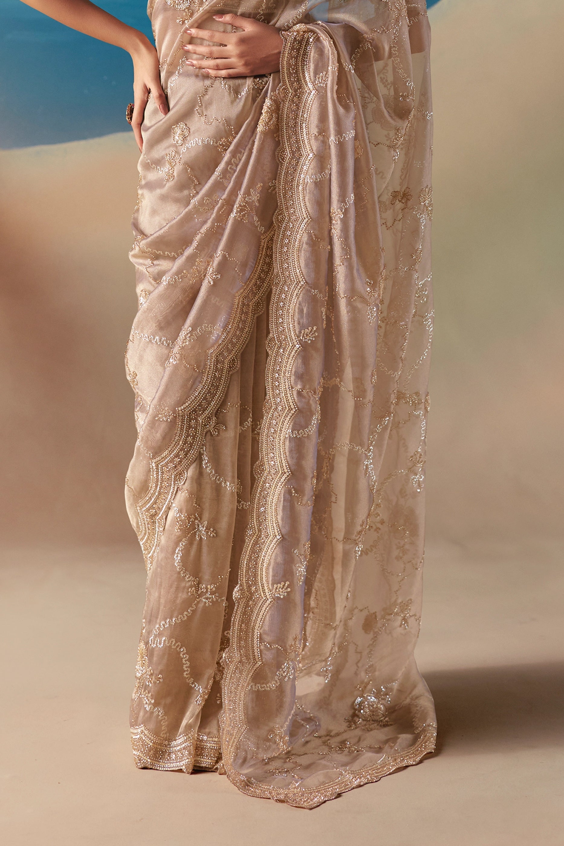Beige Embroidered Satin Organza Saree-SAR11041_5_SareeButa.com