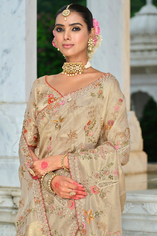 Beige Embroidered Silk Saree-SAR11383_2_SareeButa.com