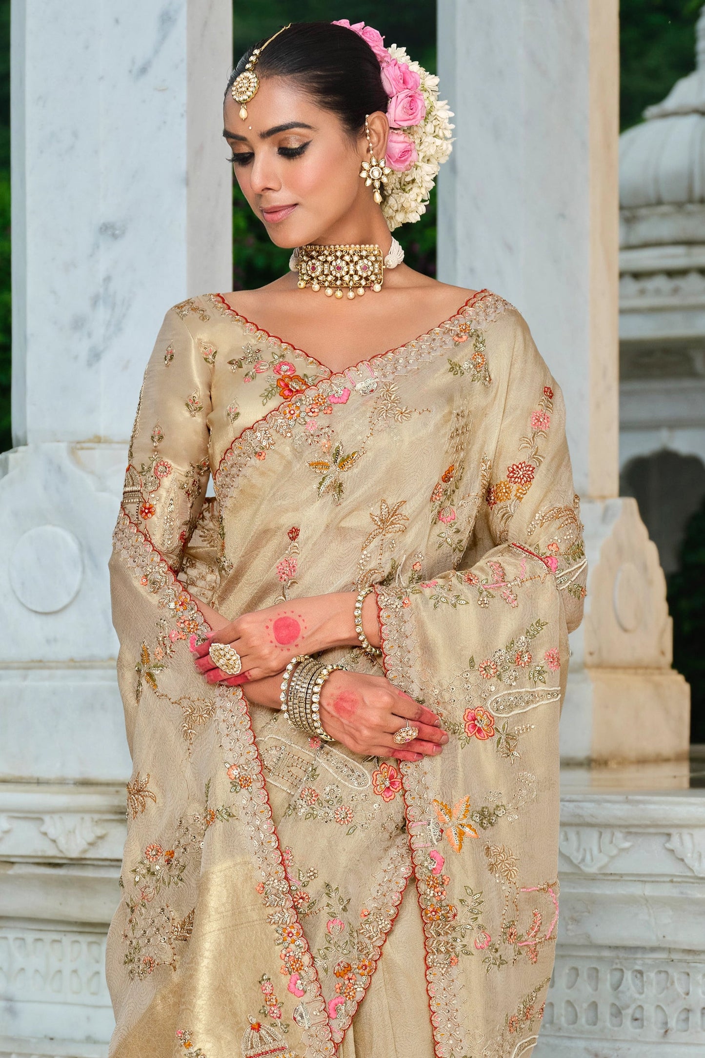 Beige Embroidered Silk Saree-SAR11383_3_SareeButa.com