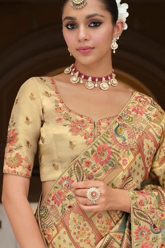 Beige Embroidered Silk Saree-SAR11391_2_SareeButa.com