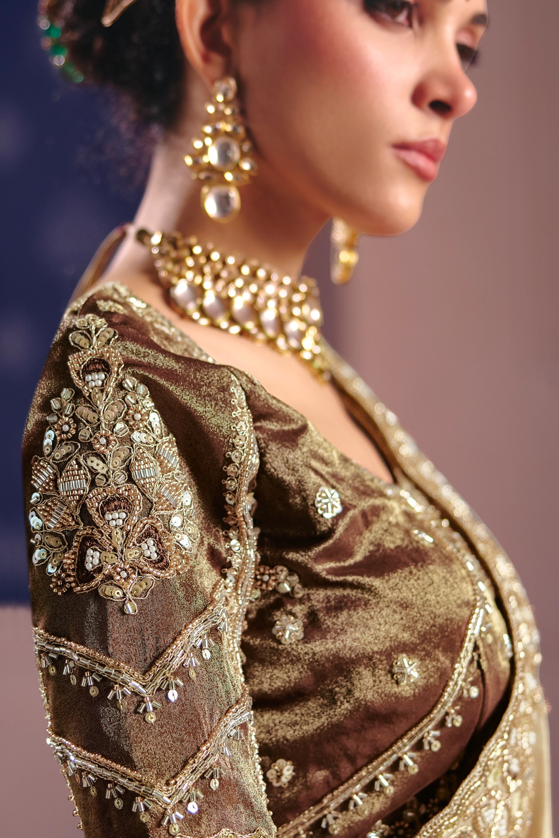 Beige Embroidered Viscose Zari Tissue Saree-SAR12590_3_SareeButa.com