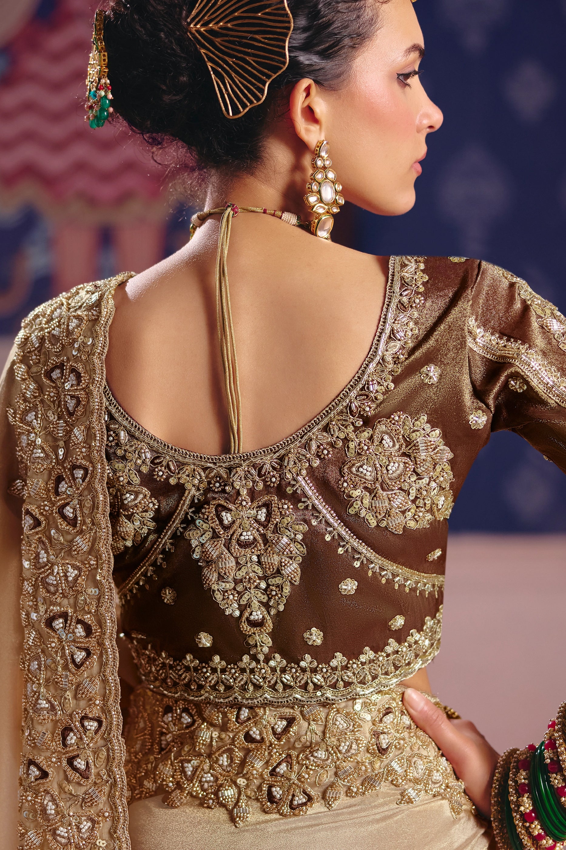 Beige Embroidered Viscose Zari Tissue Saree-SAR12590_4_SareeButa.com