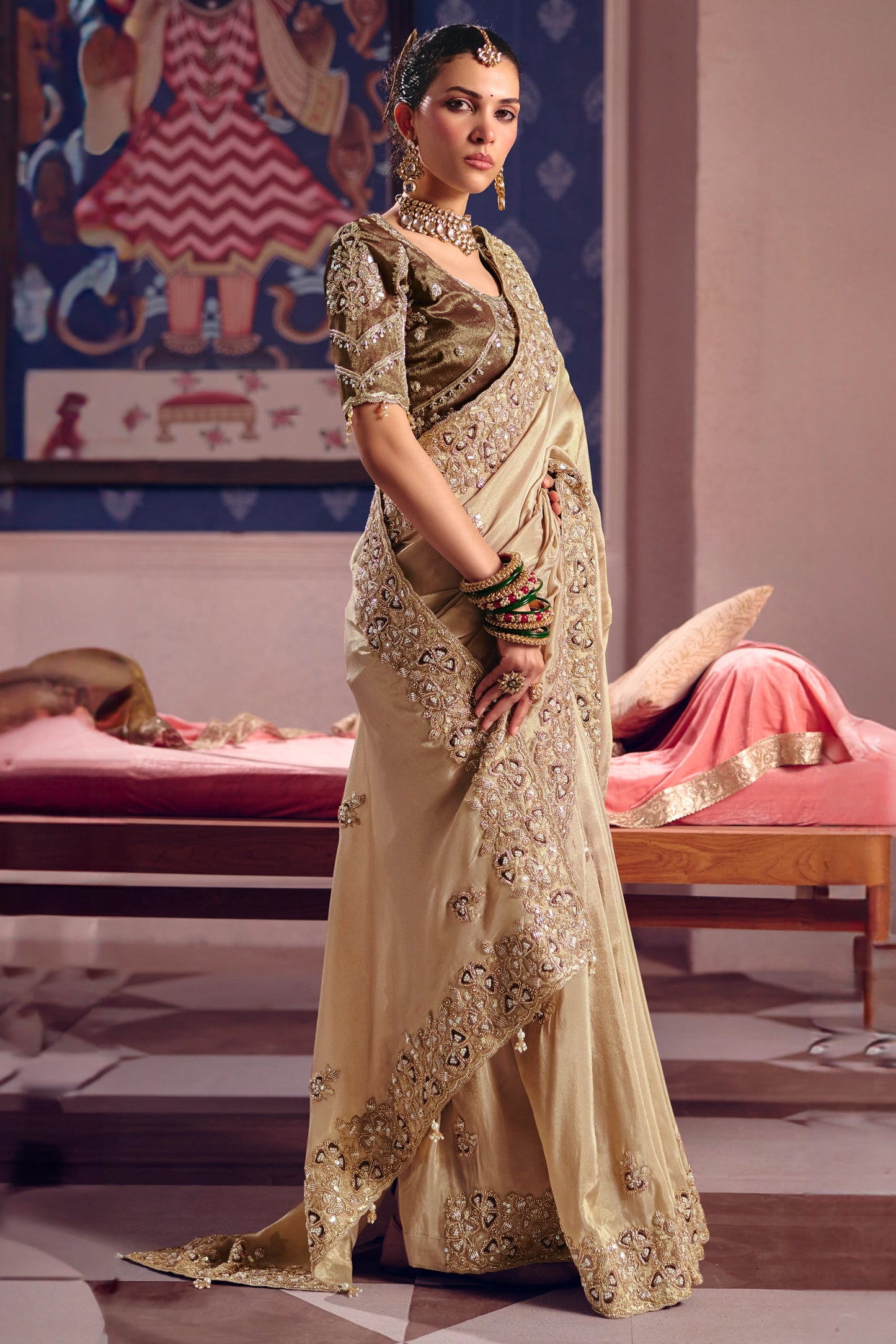 Beige Embroidered Viscose Zari Tissue Saree-SAR12590_5_SareeButa.com
