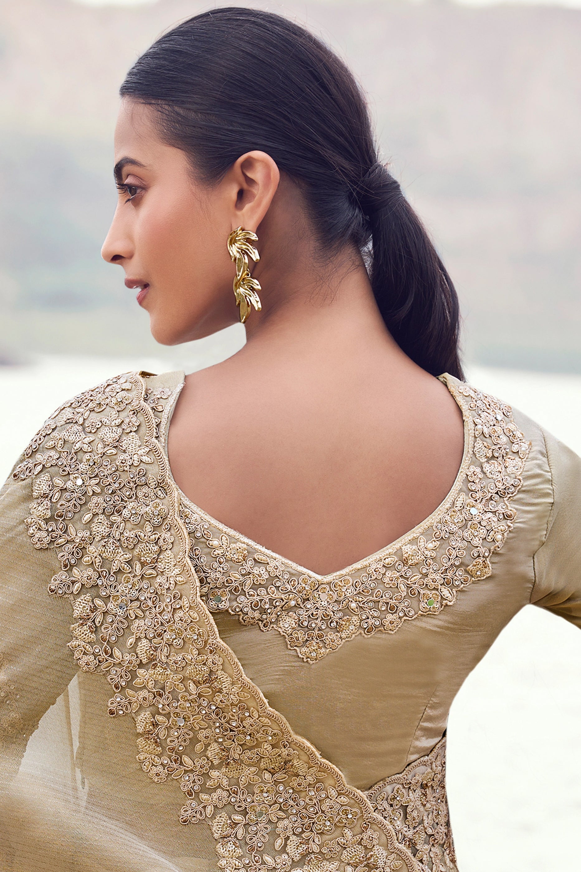 Beige Embroidered Woven Tissue Silk Saree-SAR11005_3_SareeButa.com