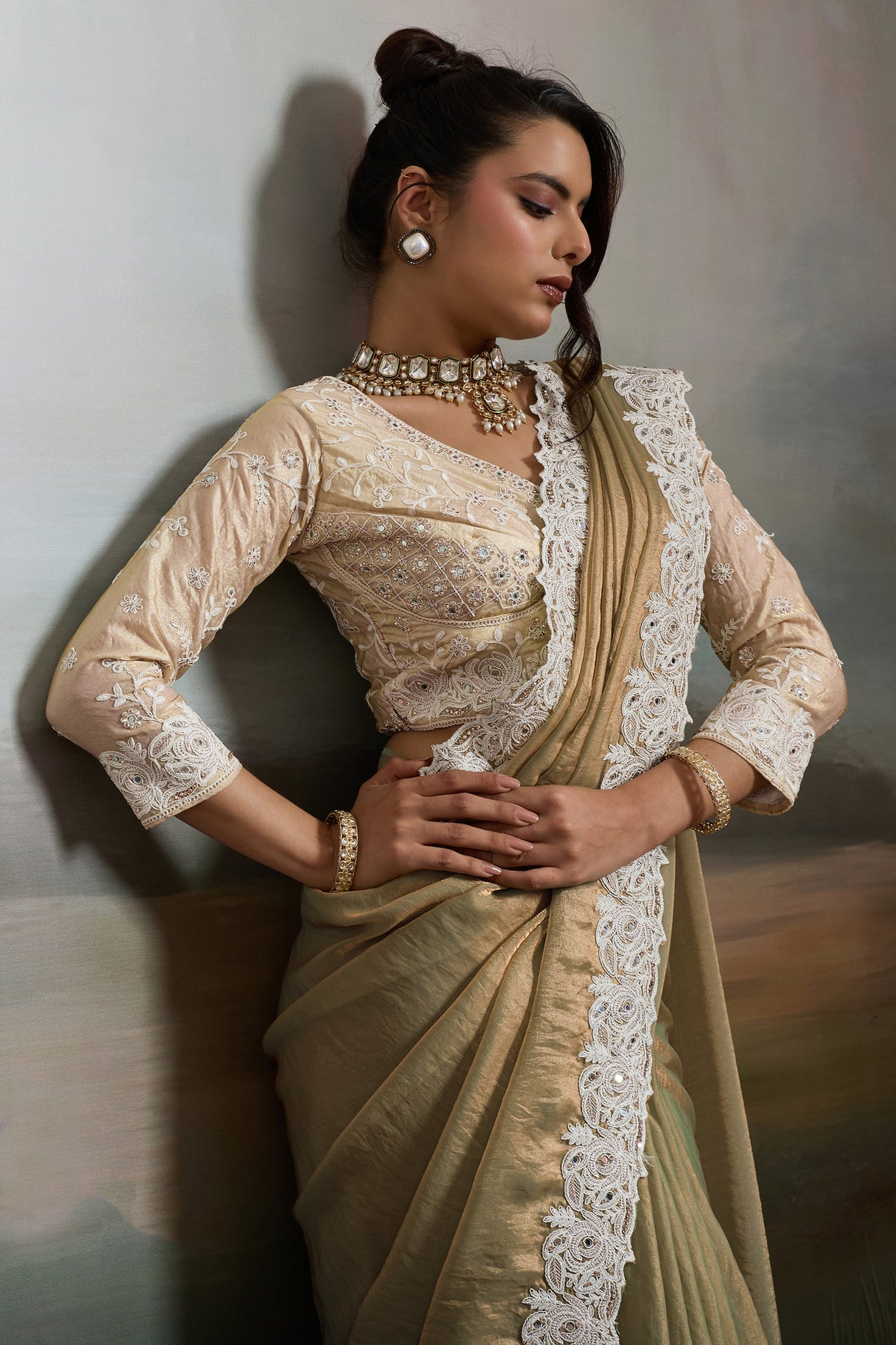 Beige Metallic Satin Velvet Saree-SAR12919_2_SareeButa.com