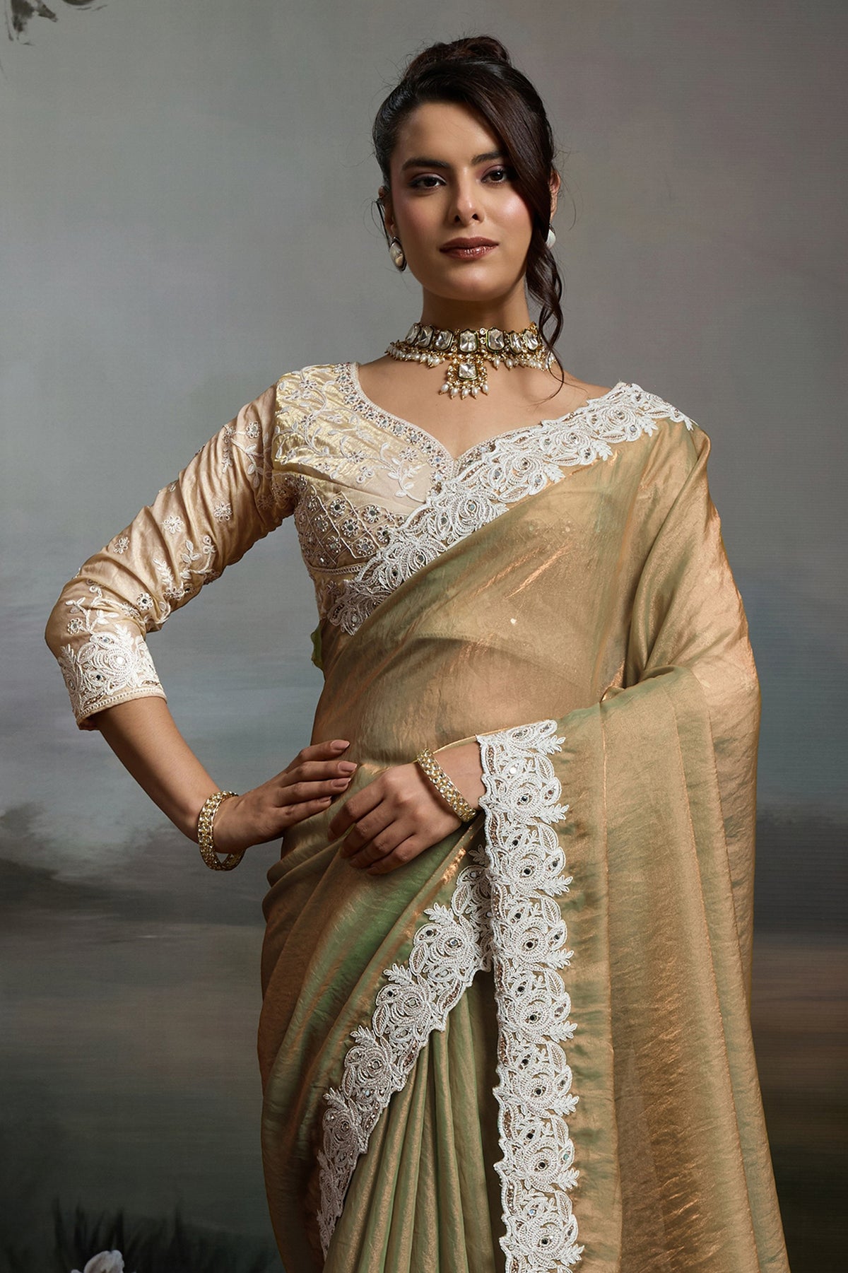 Beige Metallic Satin Velvet Saree-SAR12919_5_SareeButa.com