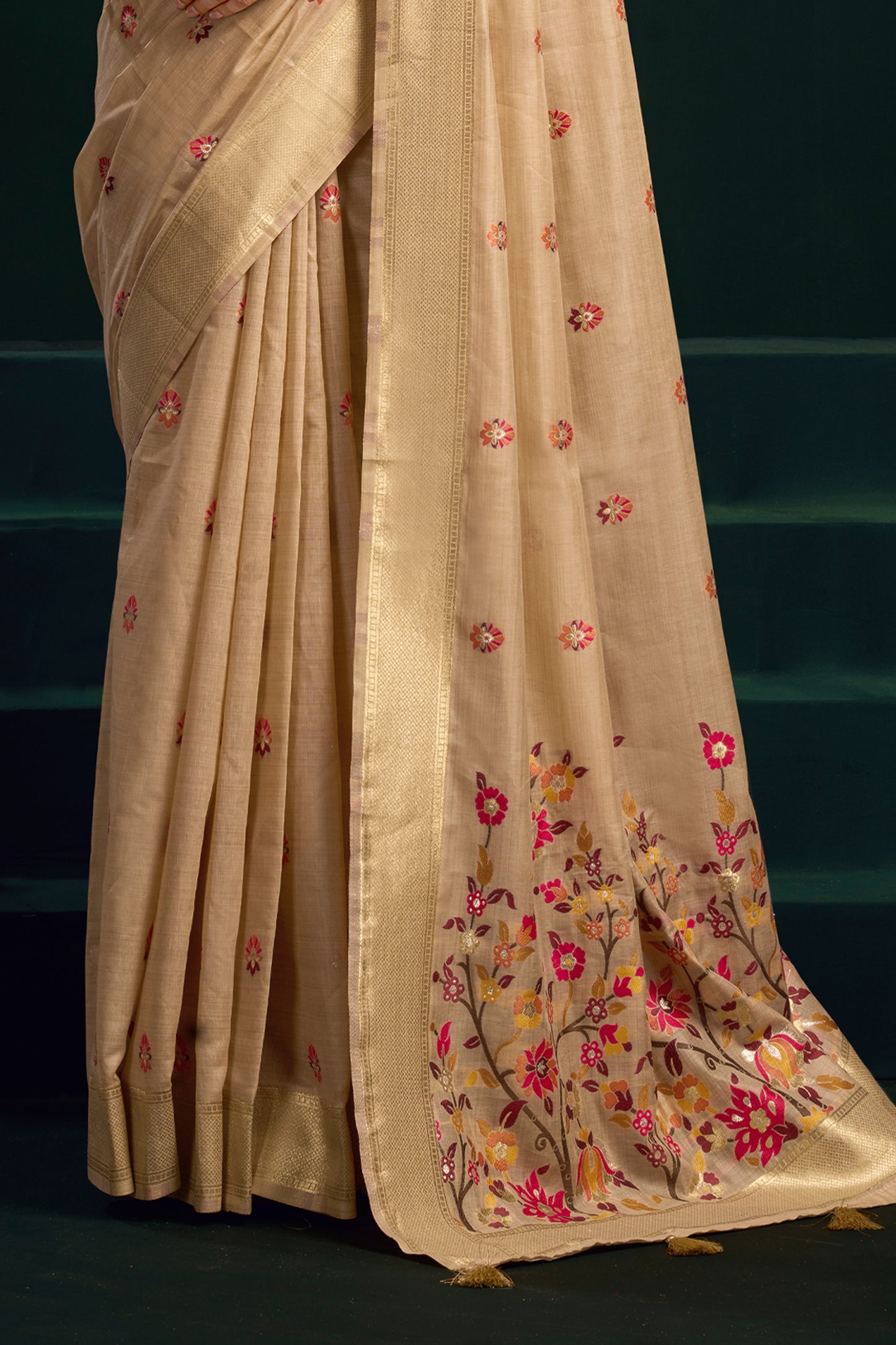Beige Munga Cotton Saree-SAR12713_4_SareeButa.com