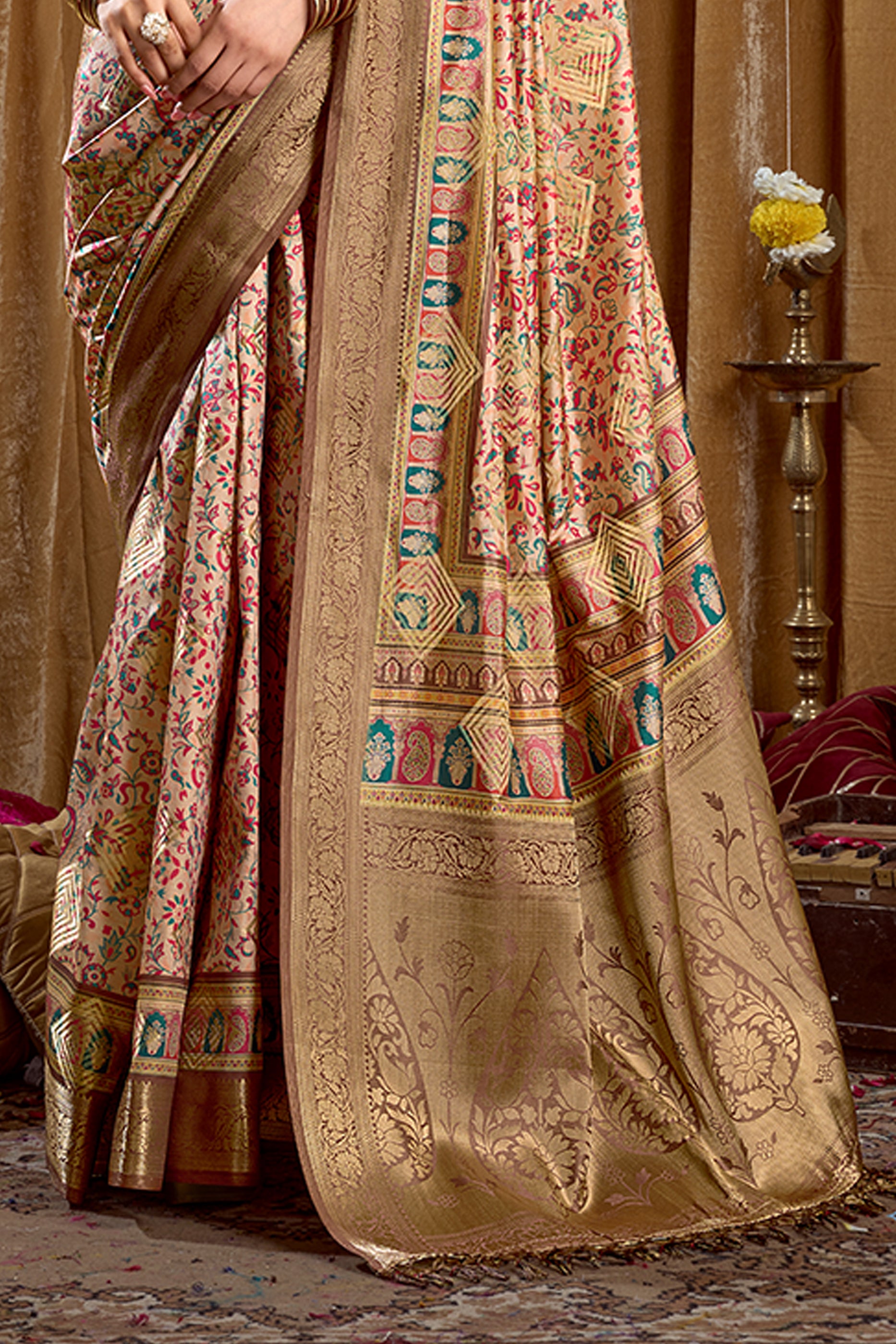 Beige Printed Silk Saree-SAR12662_4_SareeButa.com