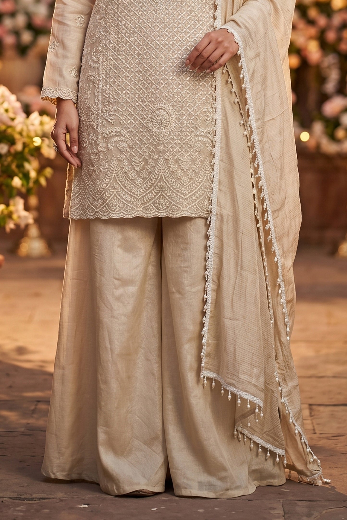 Beige Readymade Bead Work Chinon Suit-SAR12997_4_SareeButa.com