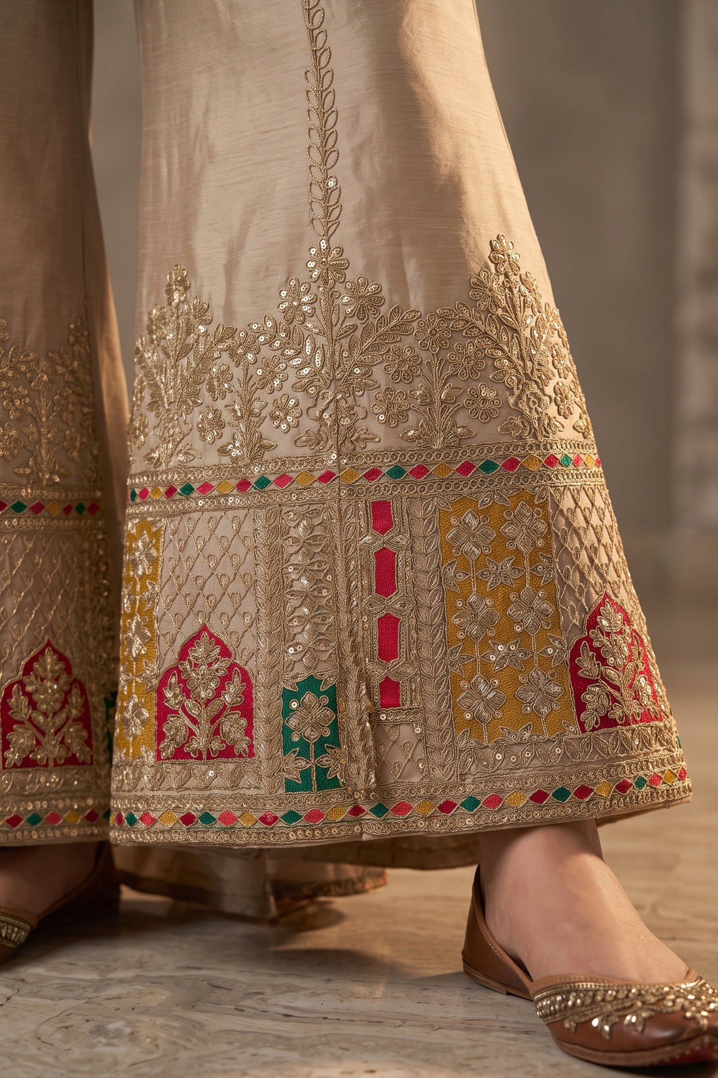 Beige Readymade Embroidered Chinon Suit-SAR12987_7_SareeButa.com