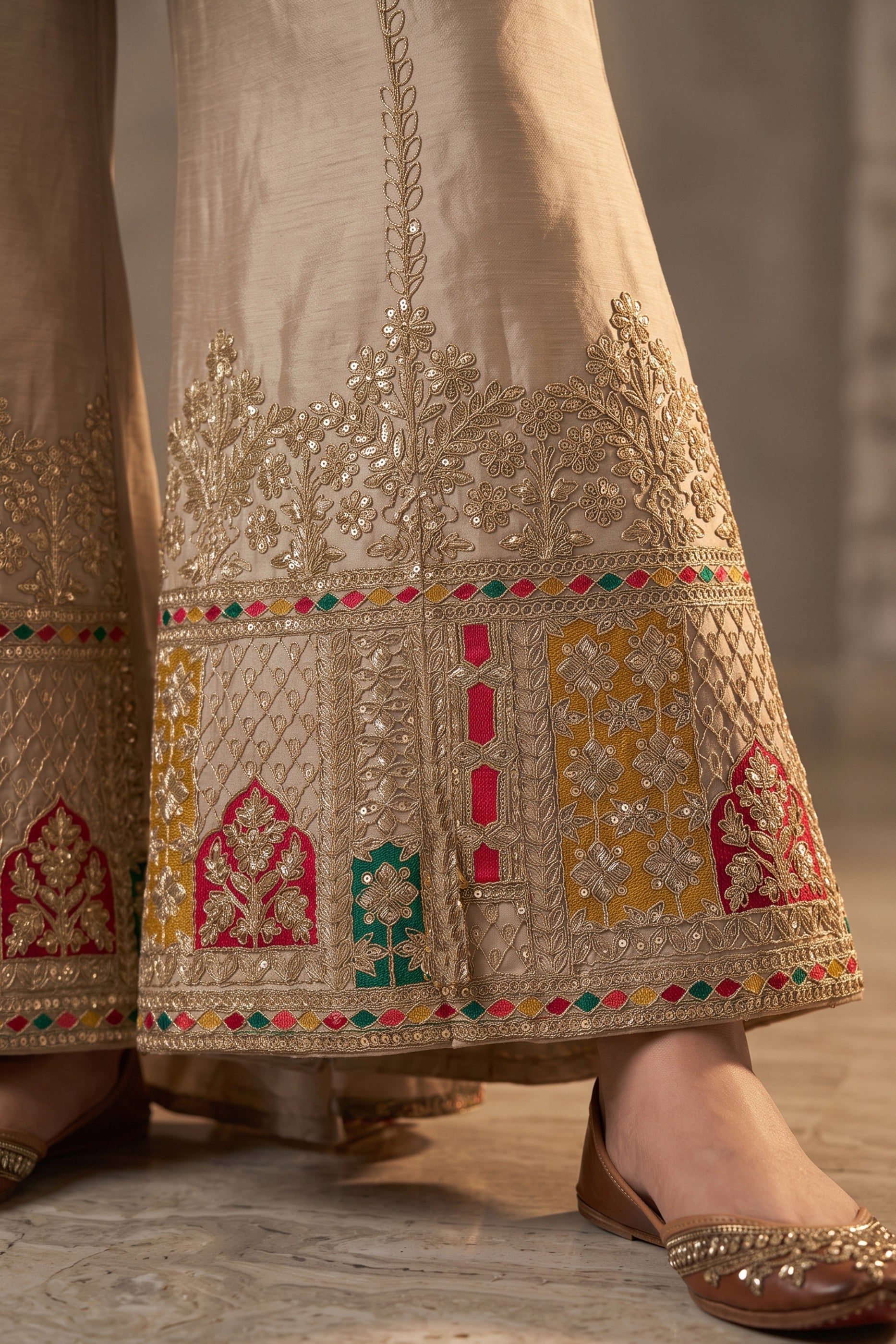 Beige Readymade Embroidered Chinon Suit-SAR12987_7_SareeButa.com