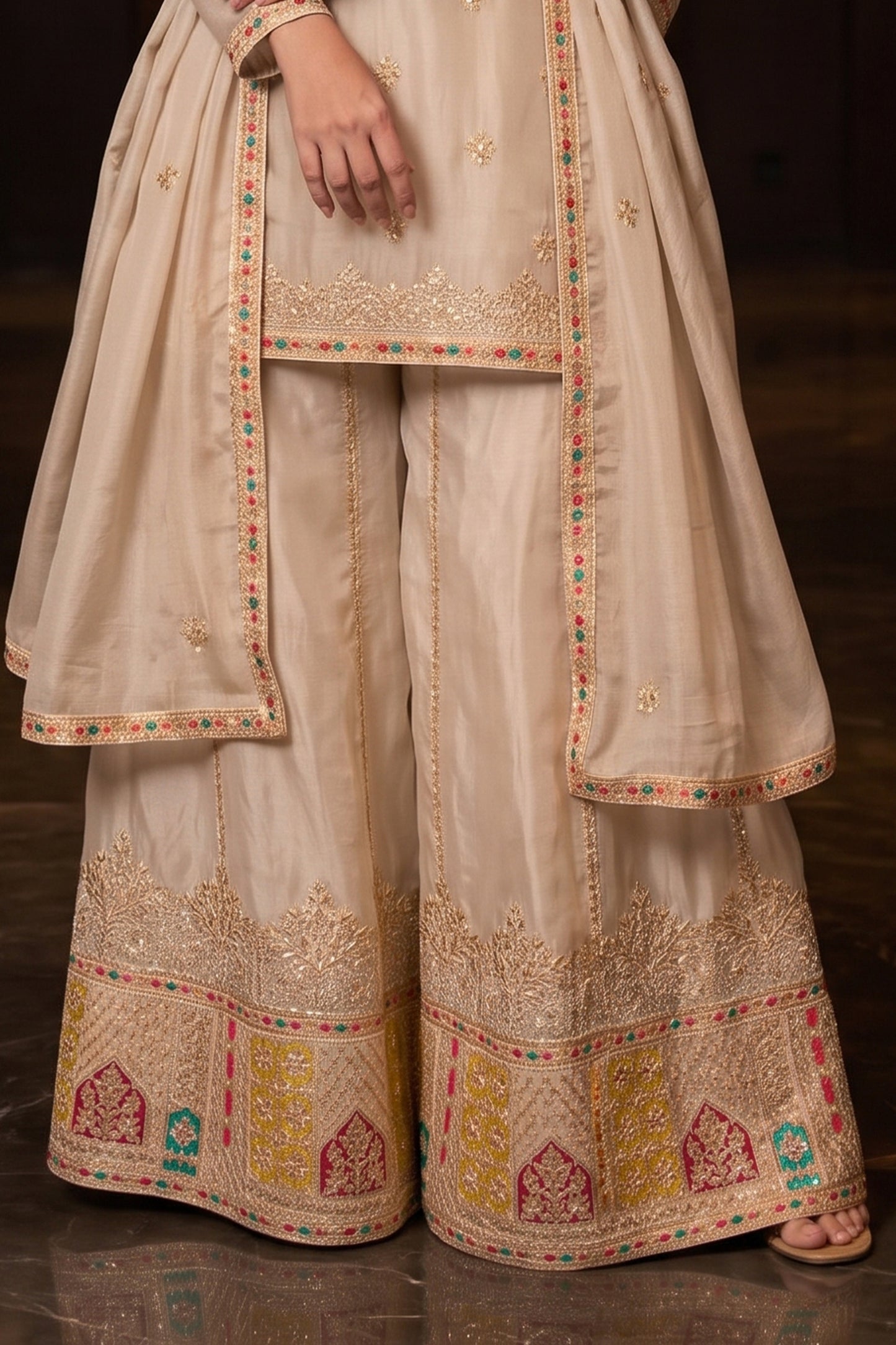 Beige Readymade Embroidered Chinon Suit-SAR12987_8_SareeButa.com