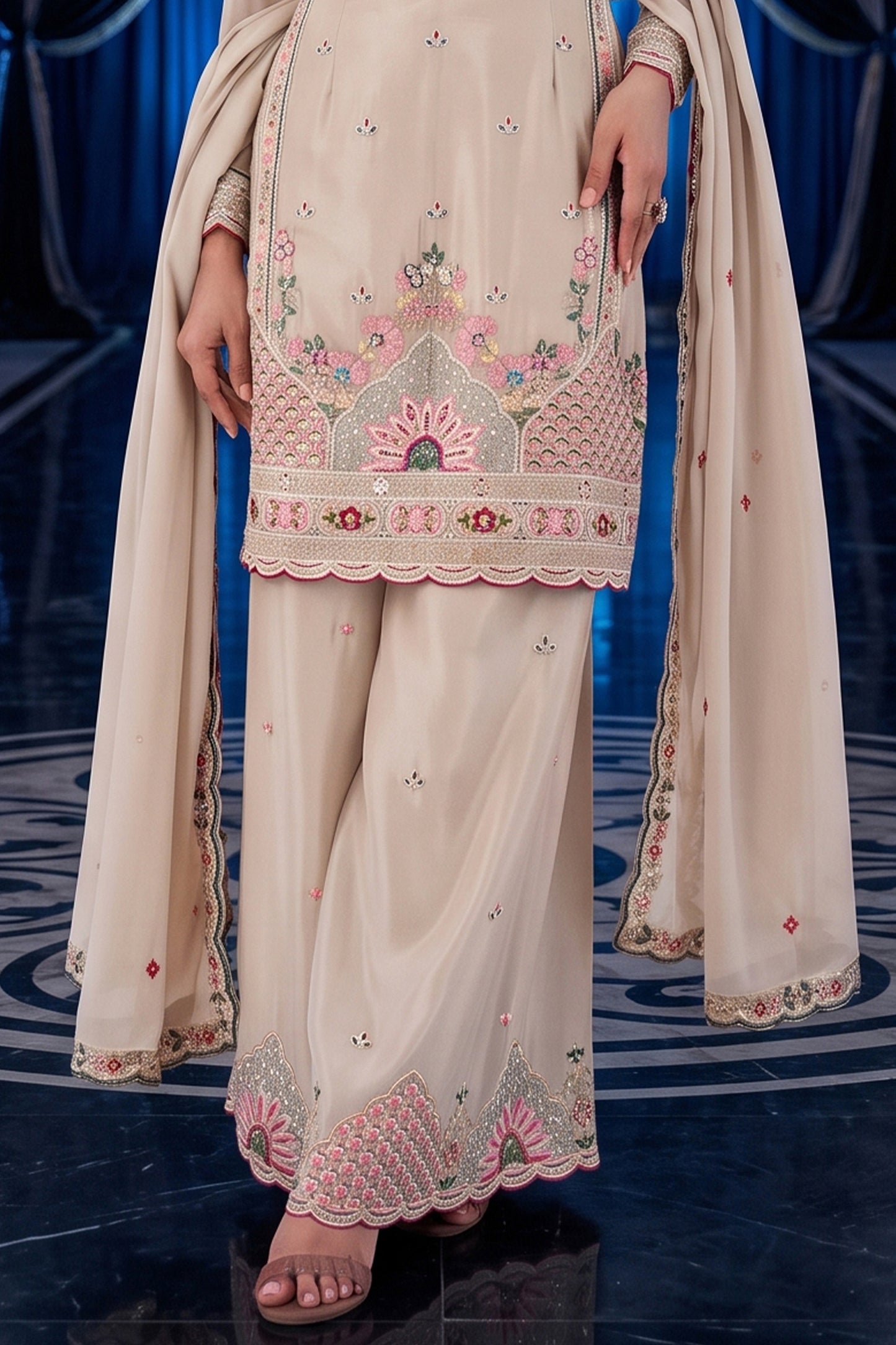 Beige Readymade Embroidered Palazzo Suit-SAR13138_7_SareeButa.com