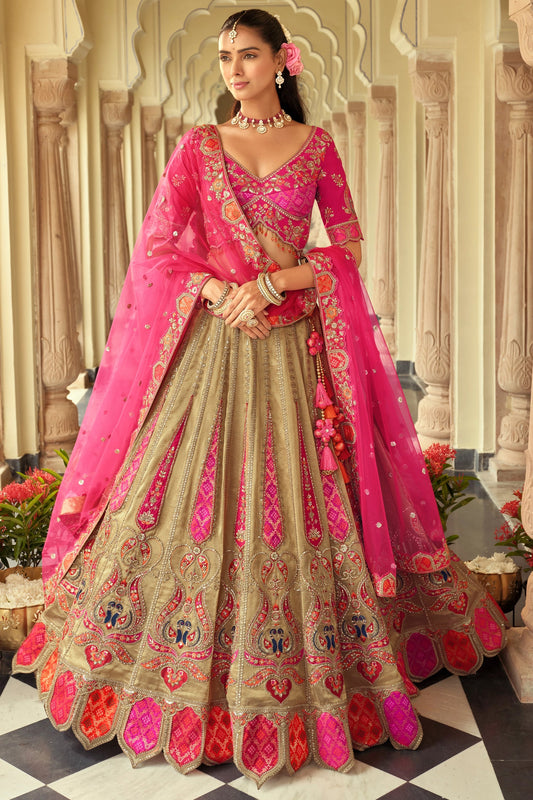 Beige Readymade Embroidered Silk Lehenga-SAR10904_1_SareeButa.com