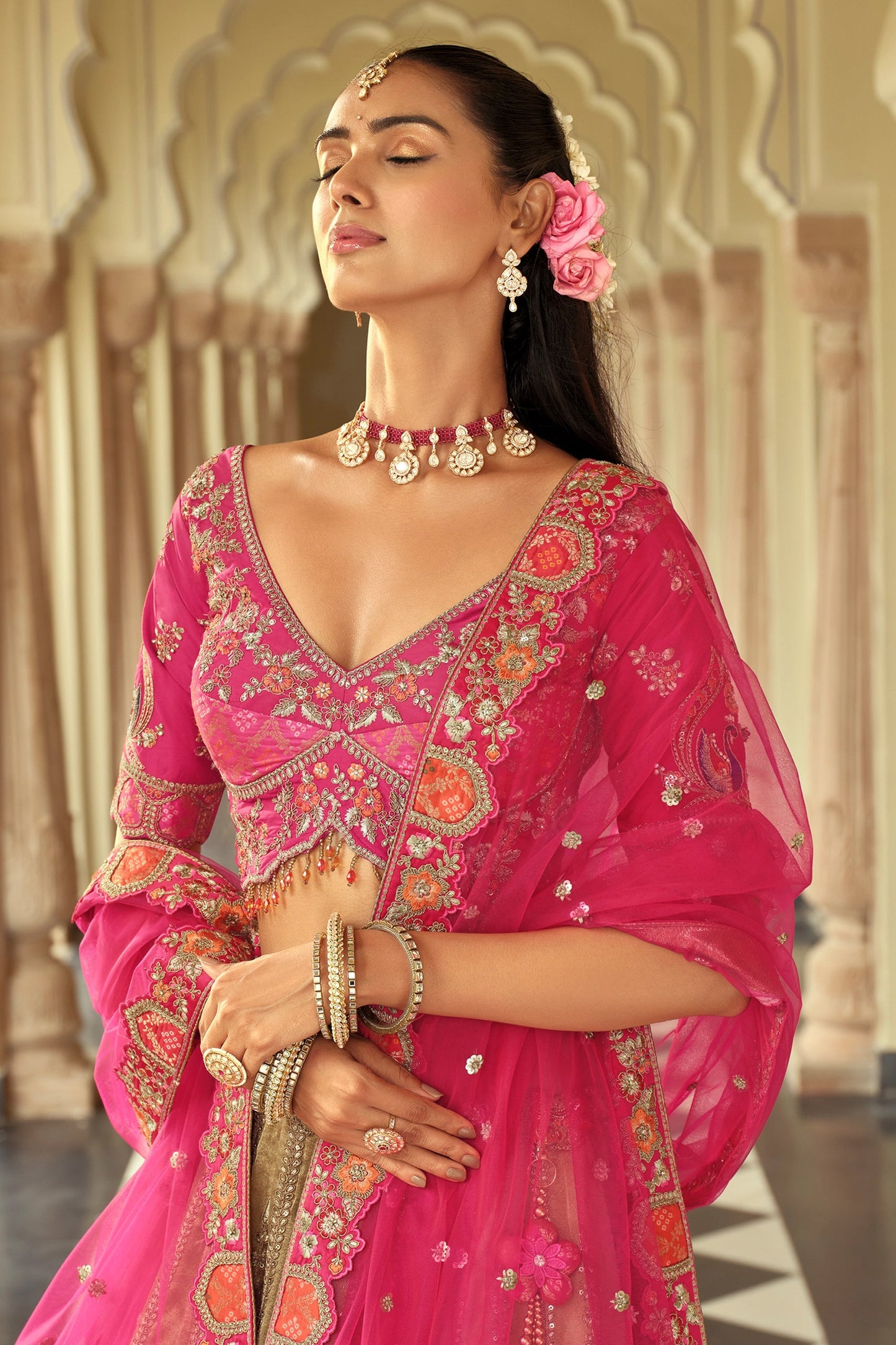 Beige Readymade Embroidered Silk Lehenga-SAR10904_2_SareeButa.com