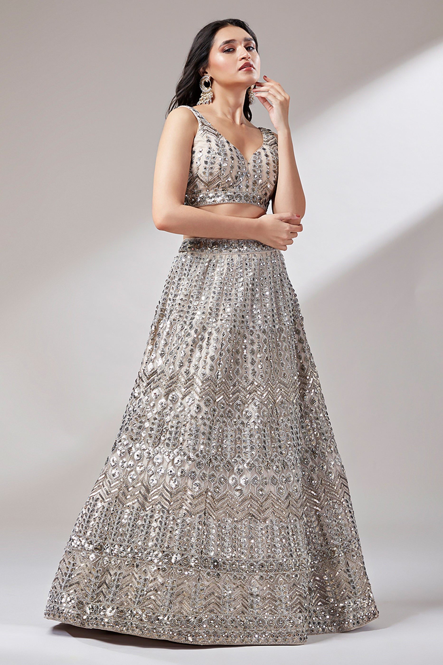 Beige Semi-Stitched Embroidered Net Lehenga-SAR12830_2_SareeButa.com