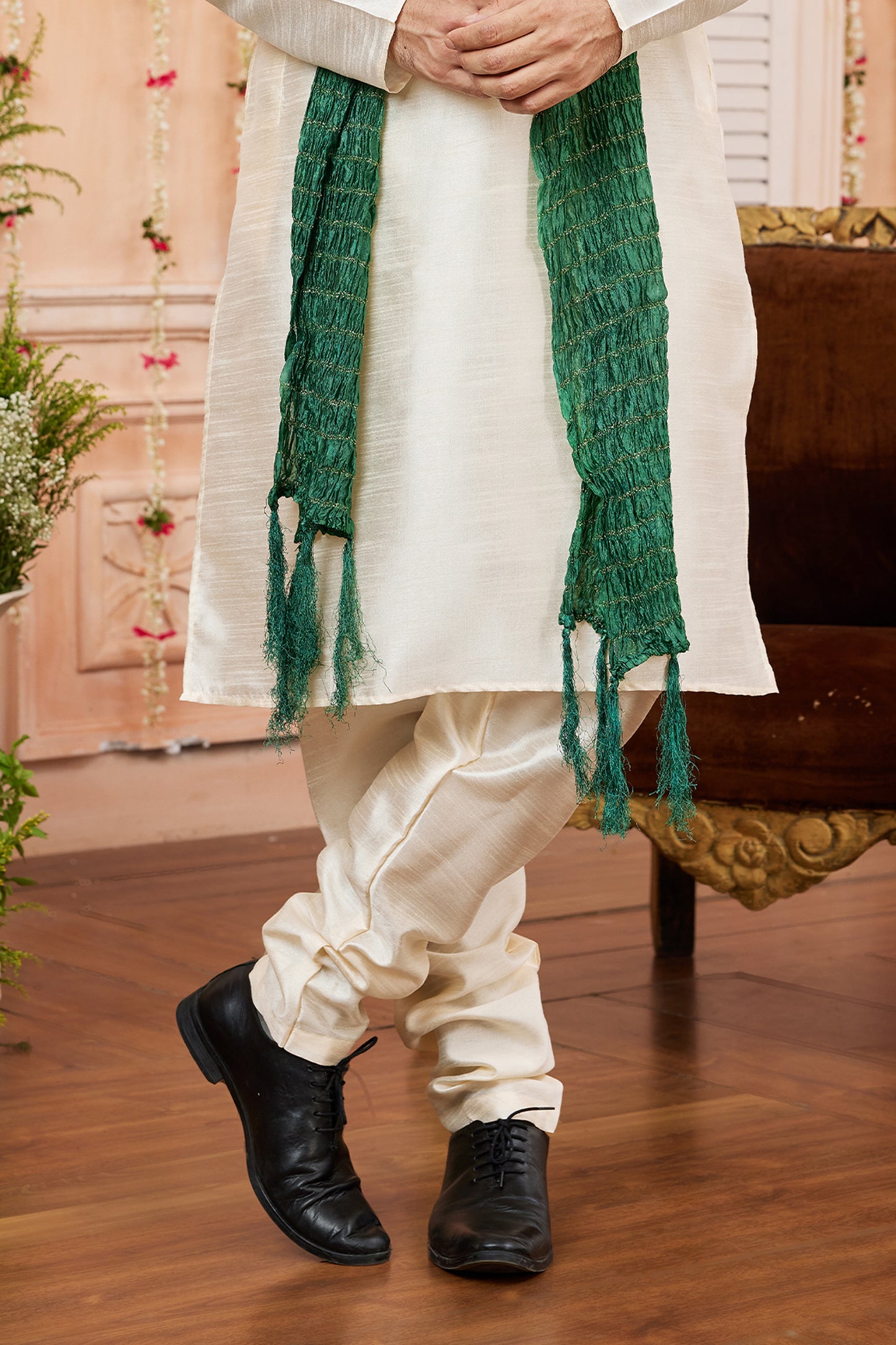 Beige Silk Kurta Pajama-SAR11395_4_SareeButa.com