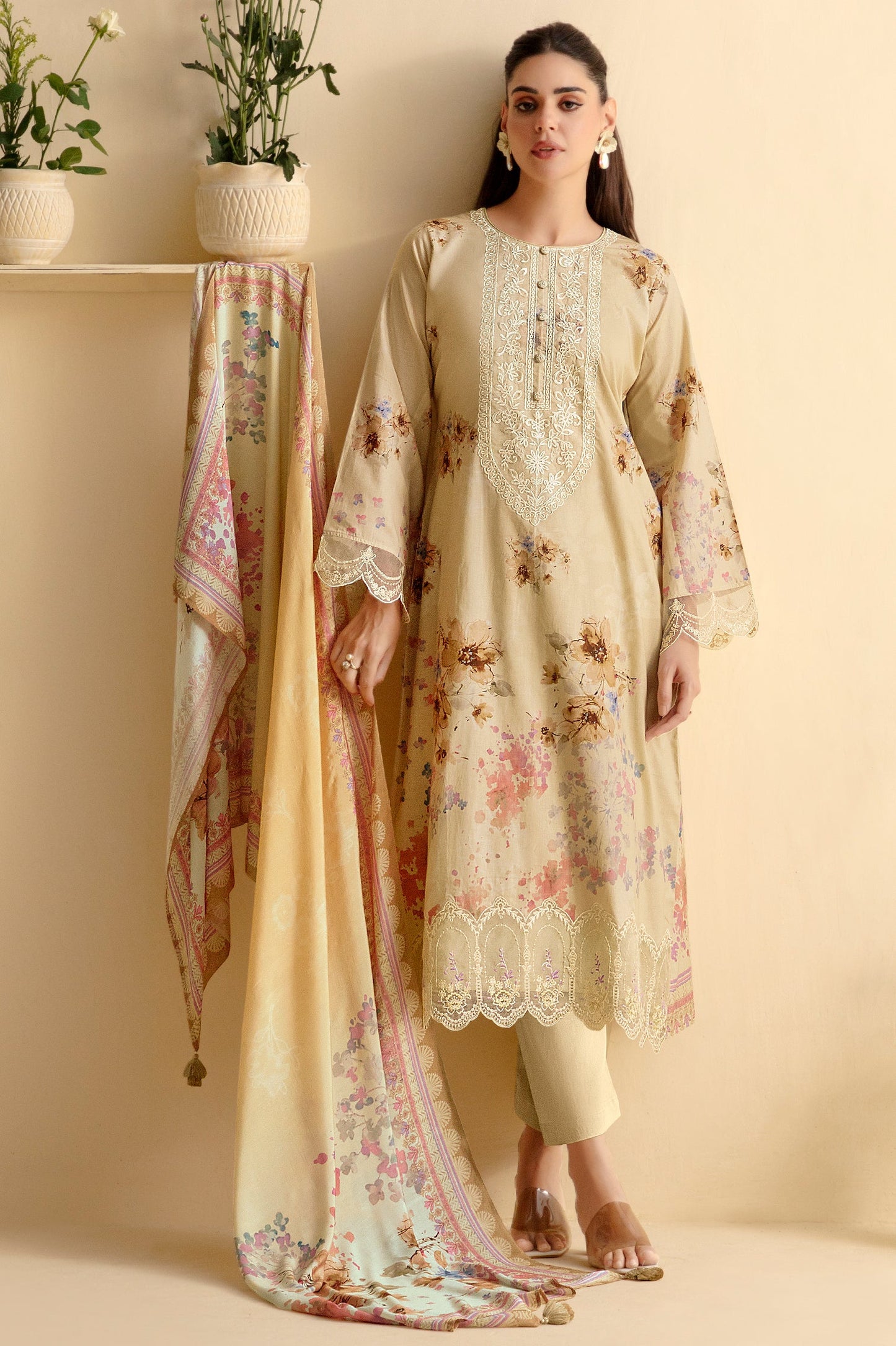 Beige Unstitched Cotton Suit-SS402_1_SareeButa.com