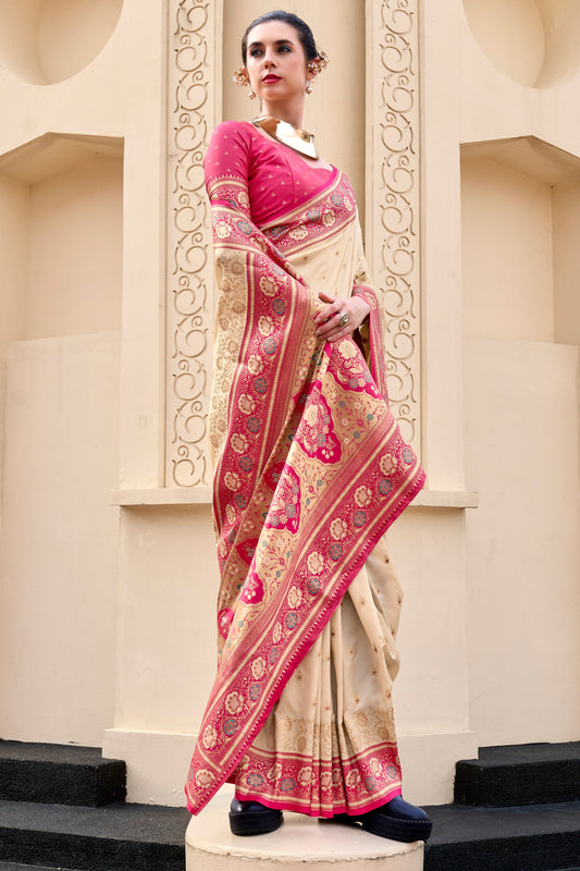 Beige Woven Banarasi Saree-ZB134706_1_SareeButa.com