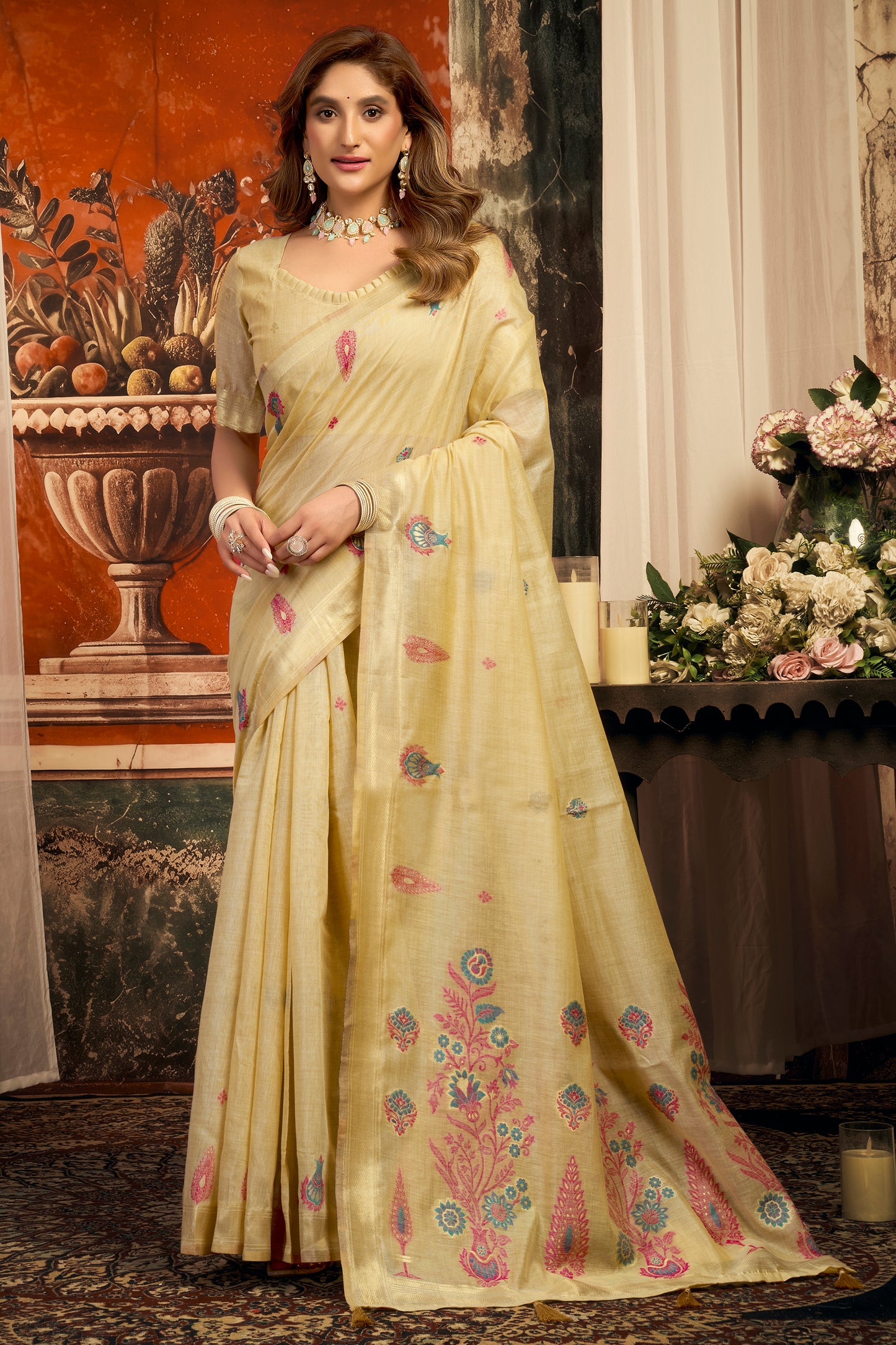 Beige Woven Cotton Saree-SAR12749_1_SareeButa.com