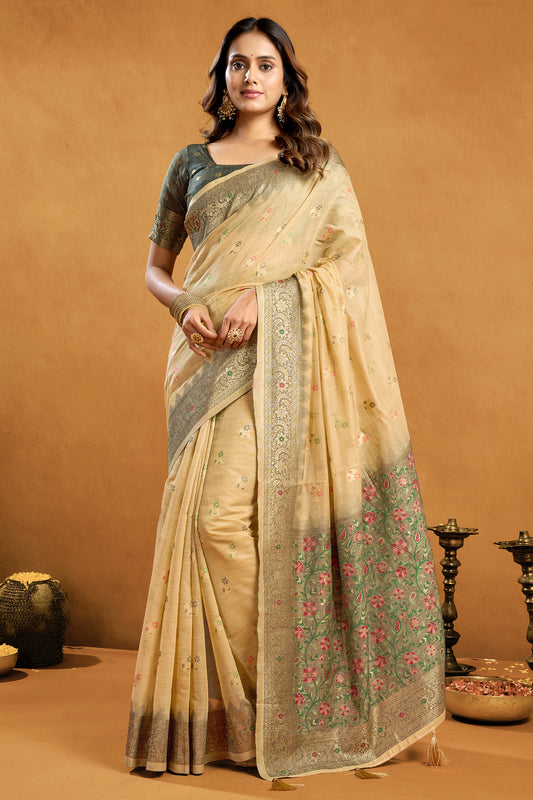Beige Woven Cotton Silk Saree-SAR12610_1_SareeButa.com