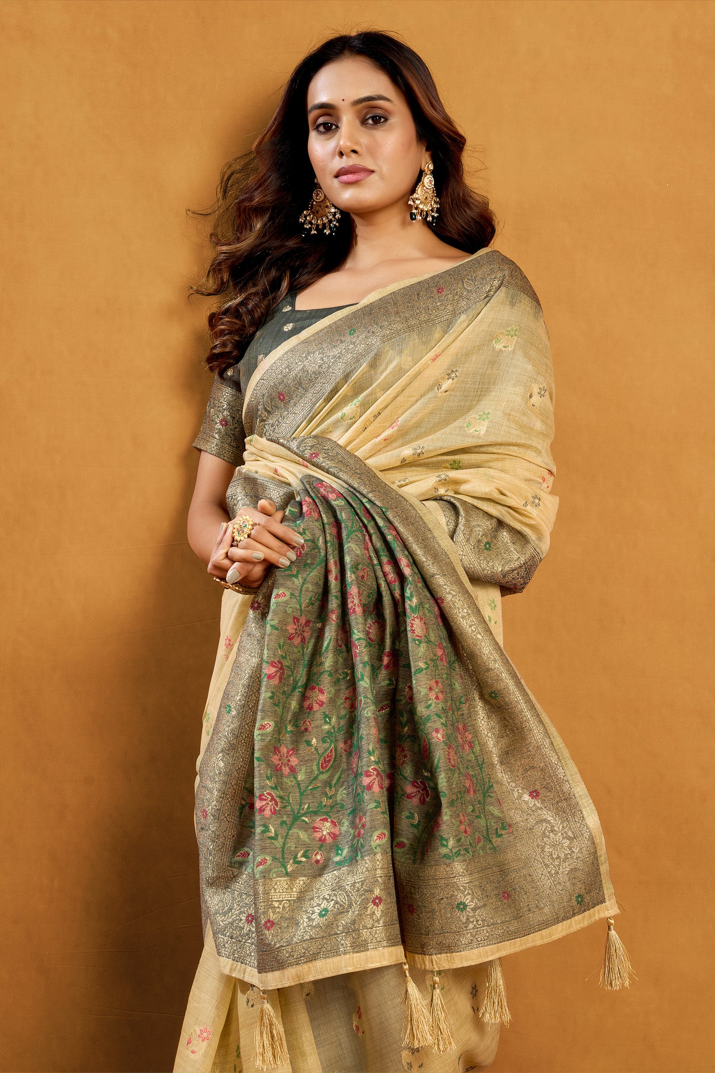 Beige Woven Cotton Silk Saree-SAR12610_2_SareeButa.com