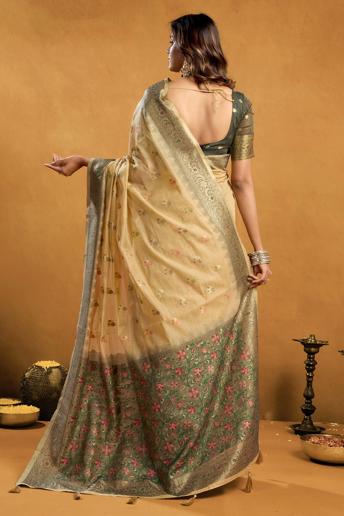 Beige Woven Cotton Silk Saree-SAR12610_3_SareeButa.com