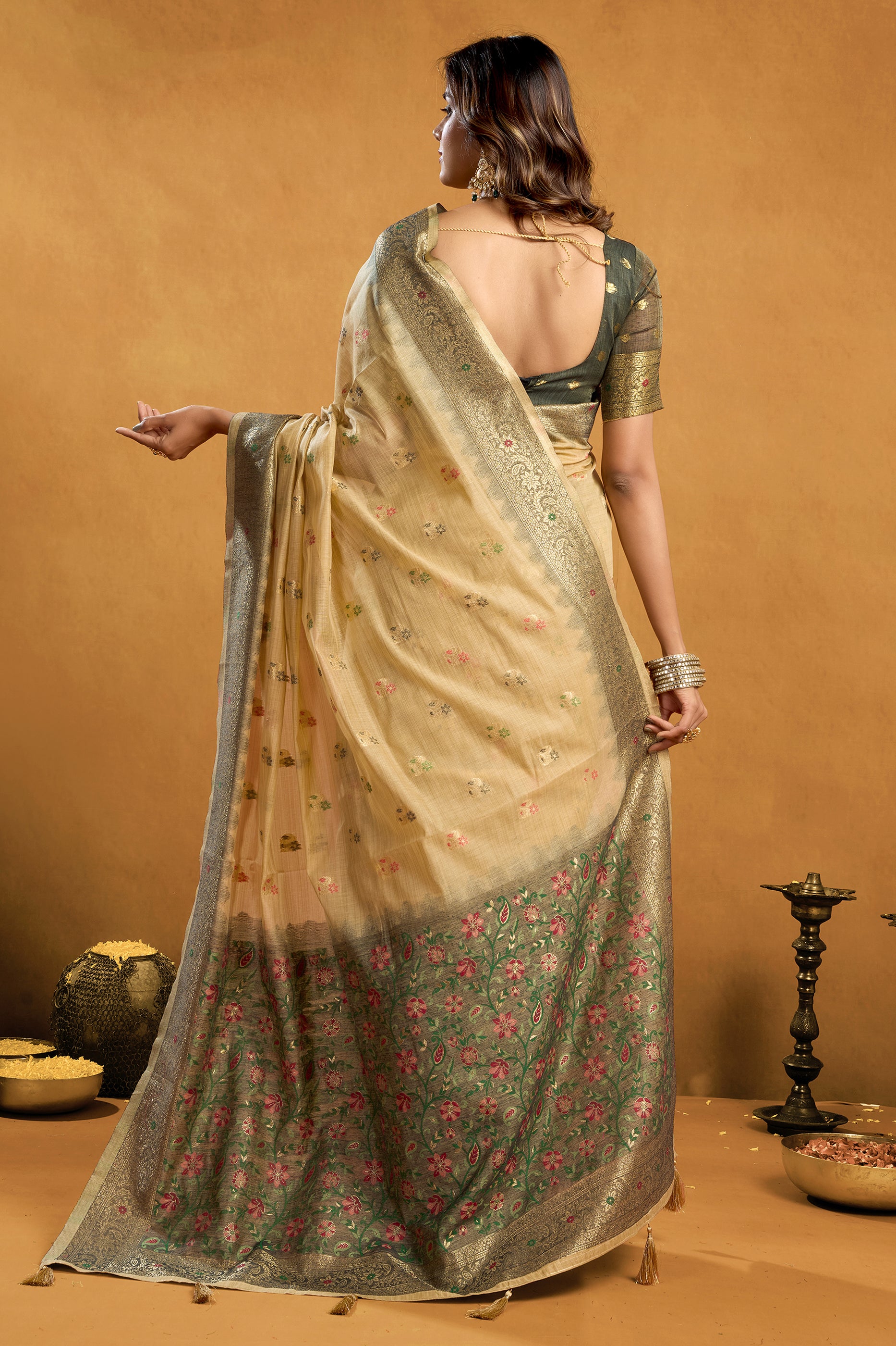 Beige Woven Cotton Silk Saree-SAR12610_3_SareeButa.com