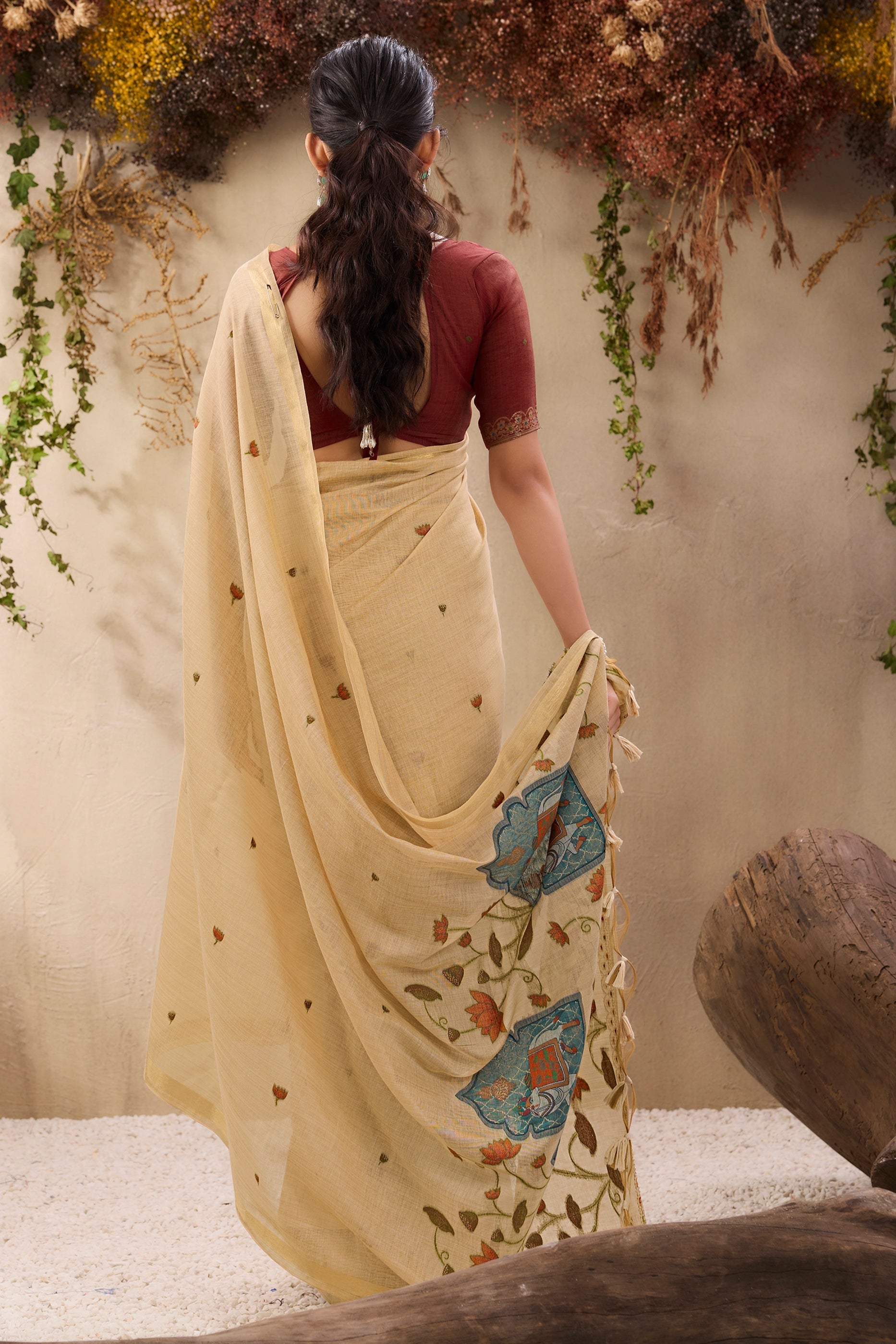 Beige Woven Munga Cotton Saree-SAR11219_4_SareeButa.com