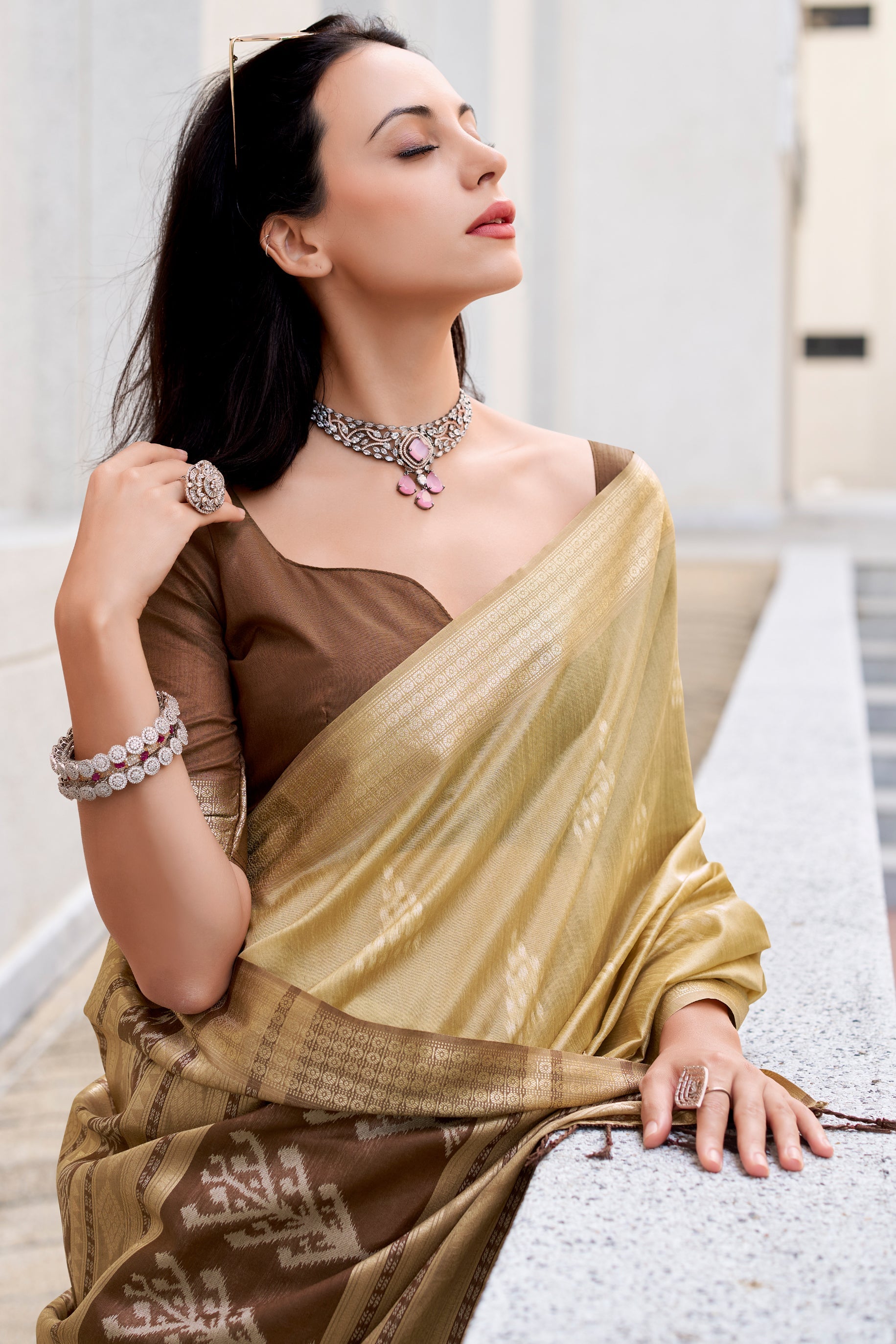 Beige Woven Rayon Silk Saree-ZB133845_3_SareeButa.com