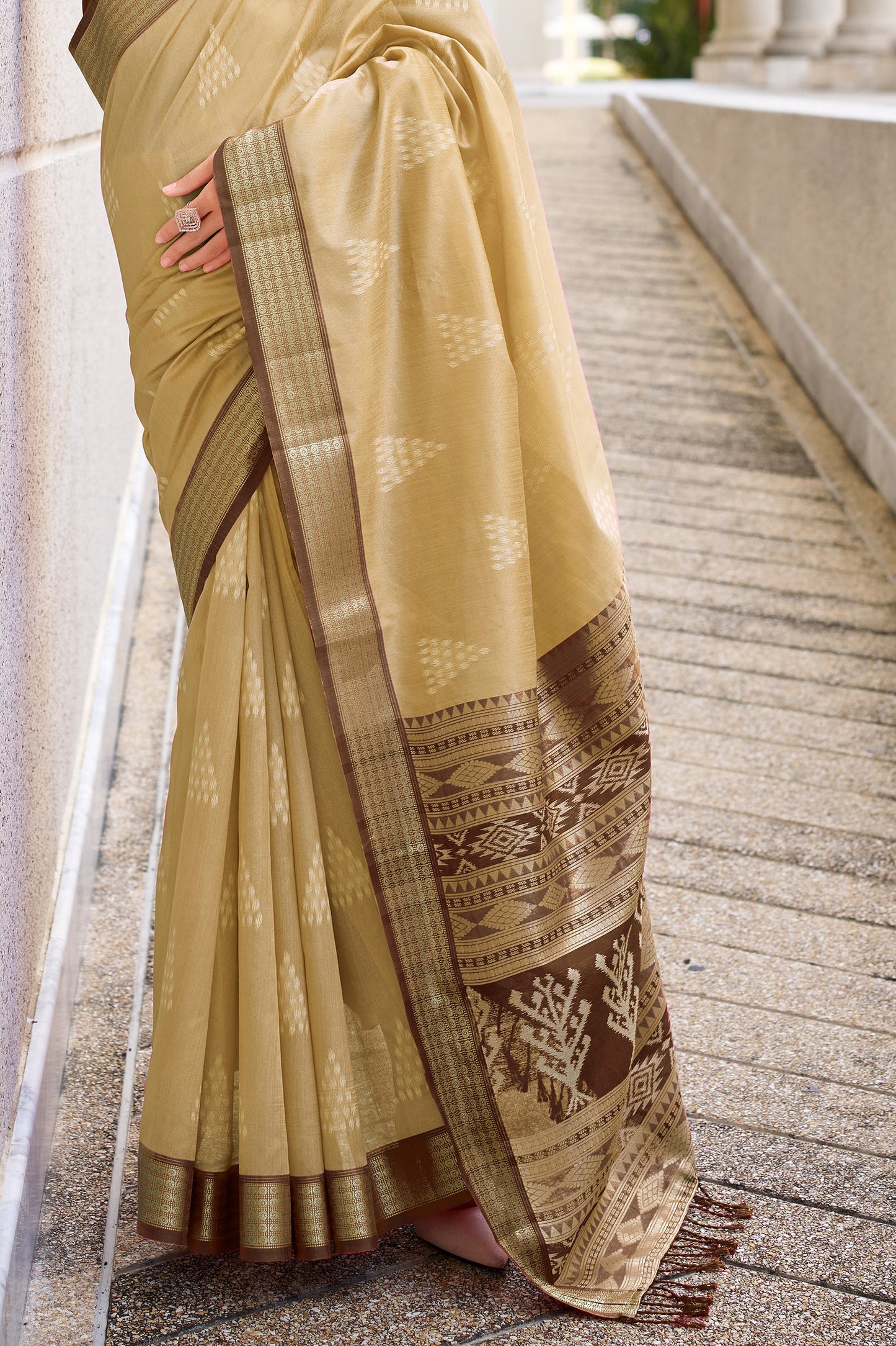 Beige Woven Rayon Silk Saree-ZB133845_4_SareeButa.com