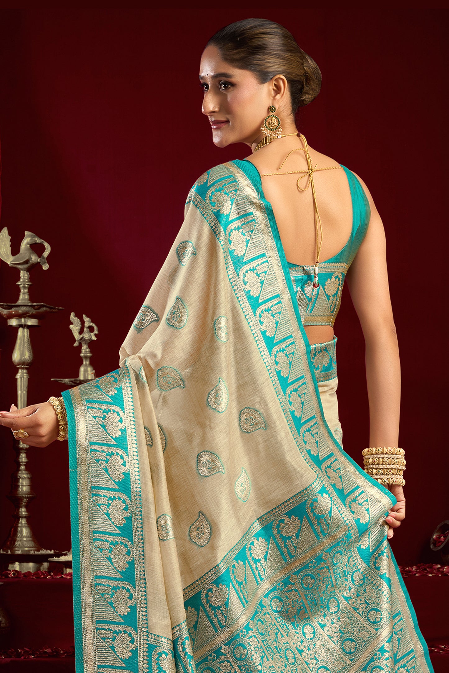 Beige Woven Silk Saree-SAR12633_3_SareeButa.com