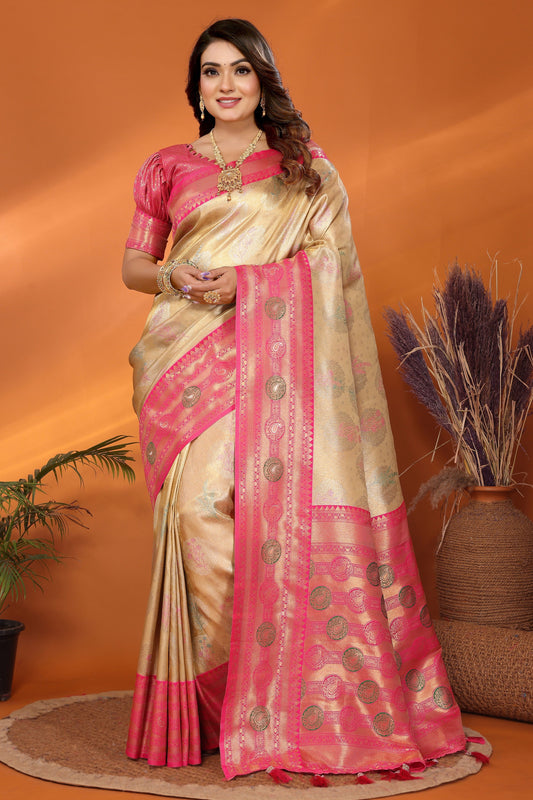 Beige Woven Tissue Silk Paithani Saree-ZB134824_1_SareeButa.com